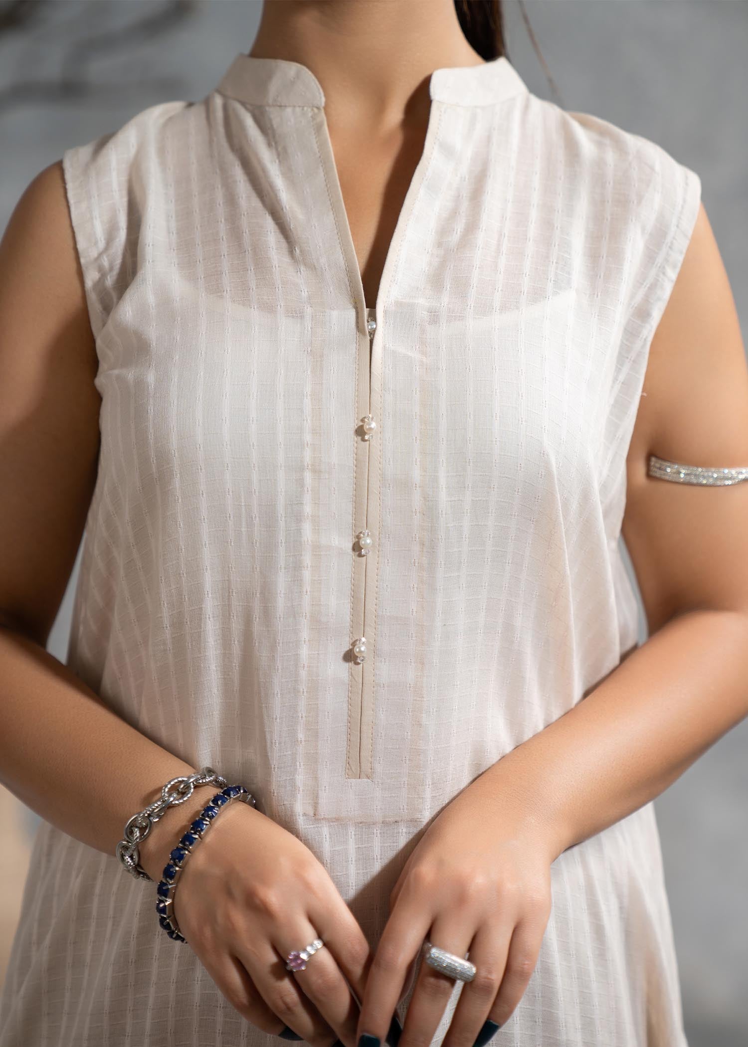 Hemstitch Basic Beige Women 2pcs