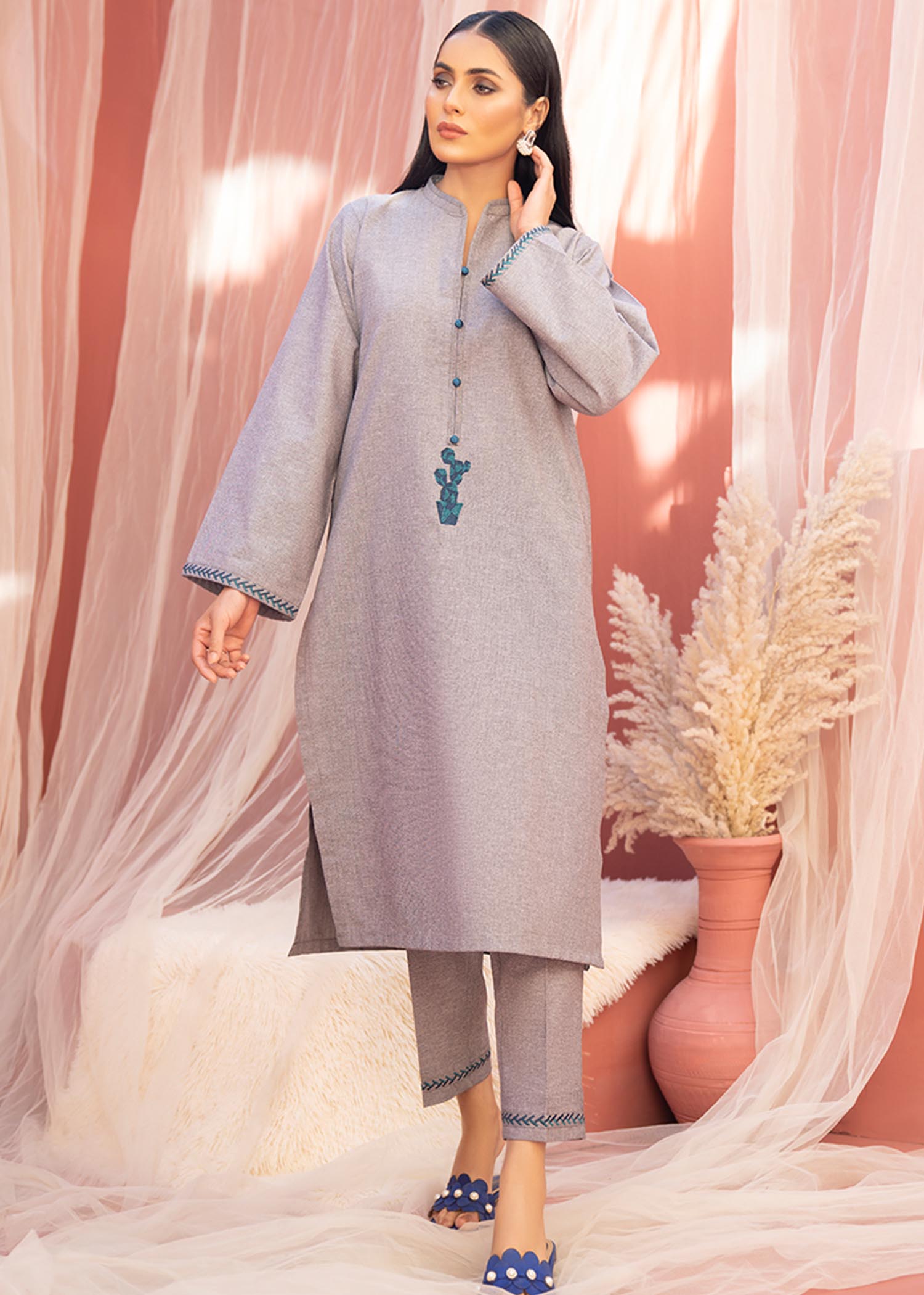 Aks-e-Jahan Blue Cactus Women 2pcs