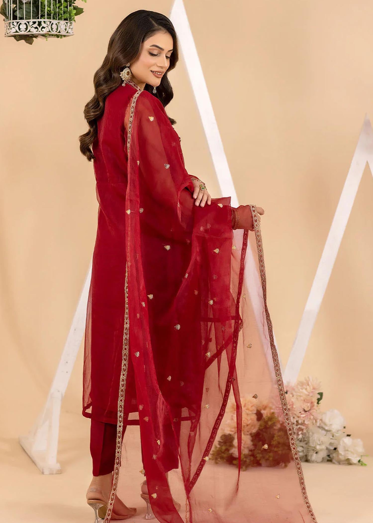 Madame Embroidered Organza A Line Shirt Suit 4018 Women 3pcs