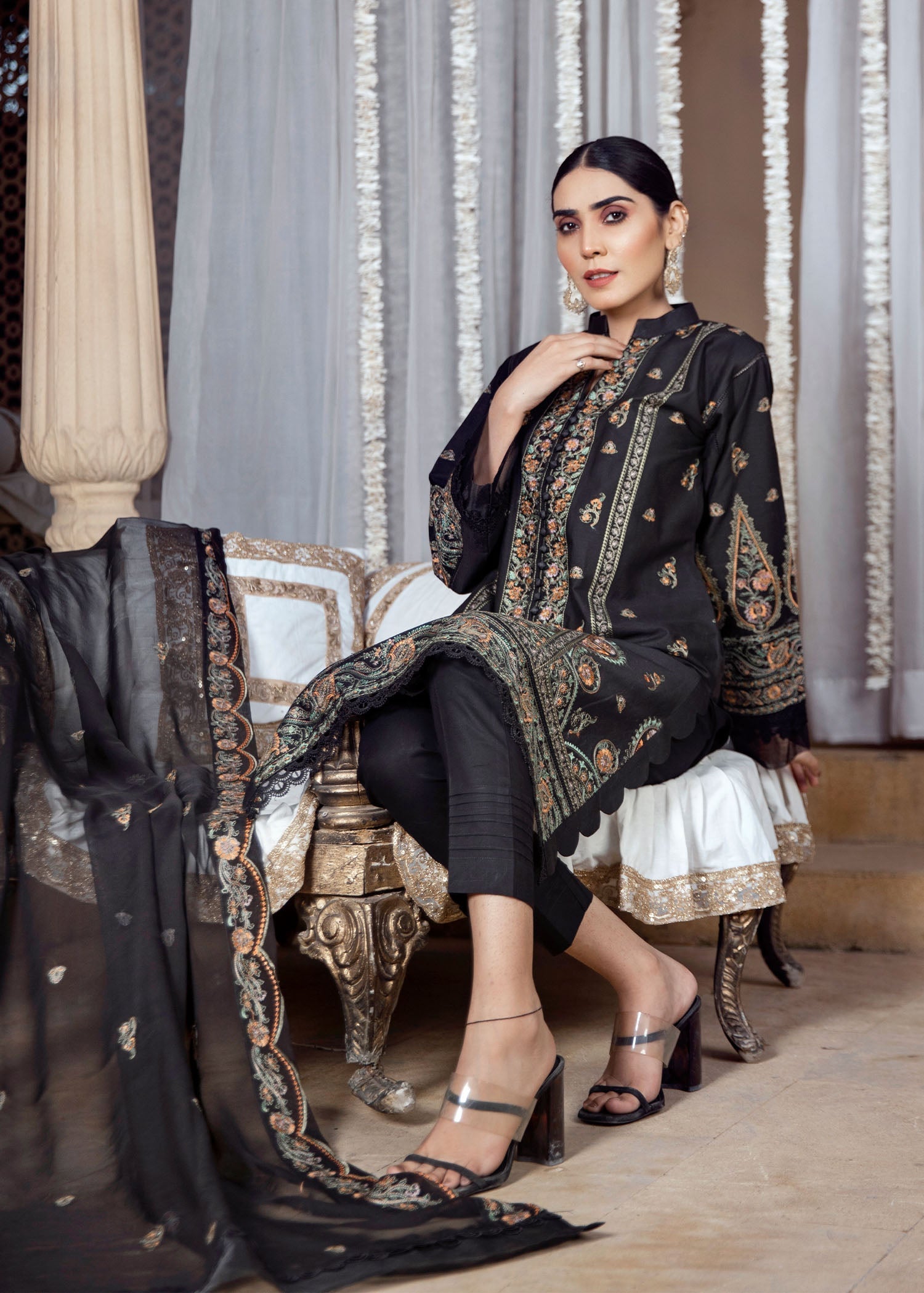 Zoya & Zaha Zardozi black Women 3pcs