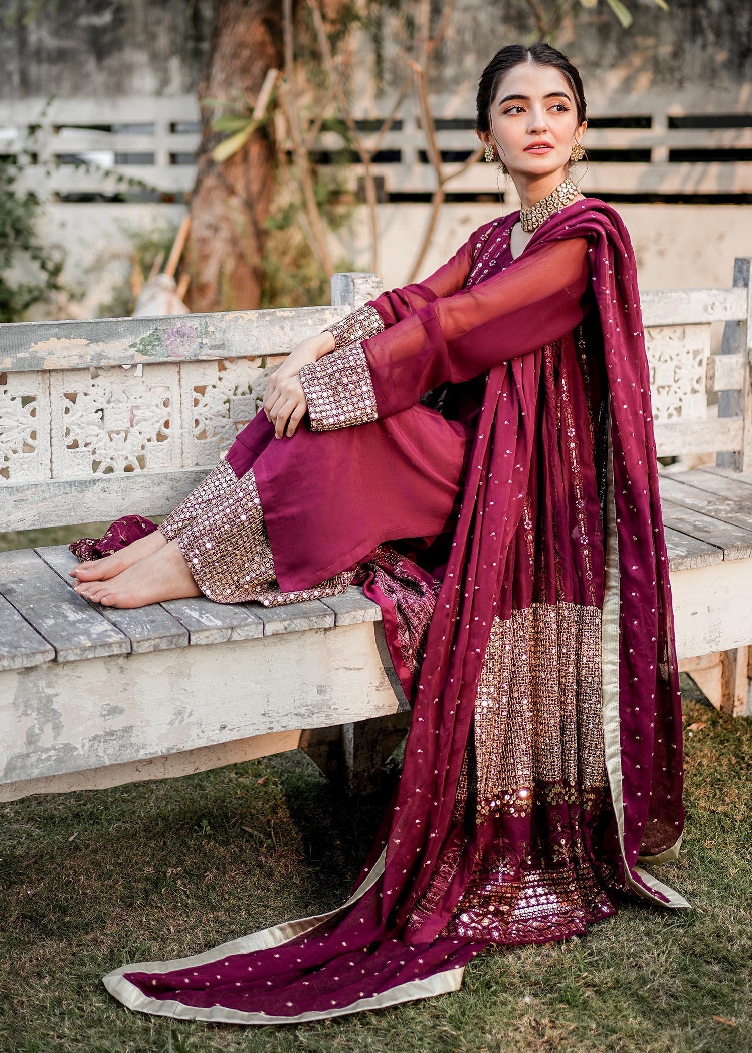 Rang-e-Haya Anchal / Plum Women 4pcs