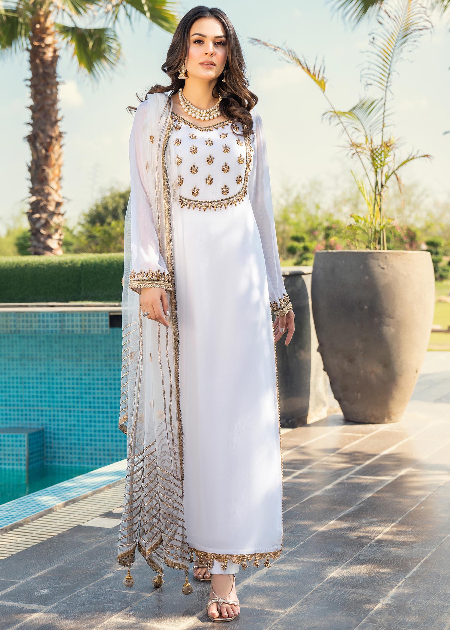 Khuda Baksh Creations Z 278 White Women 4pcs