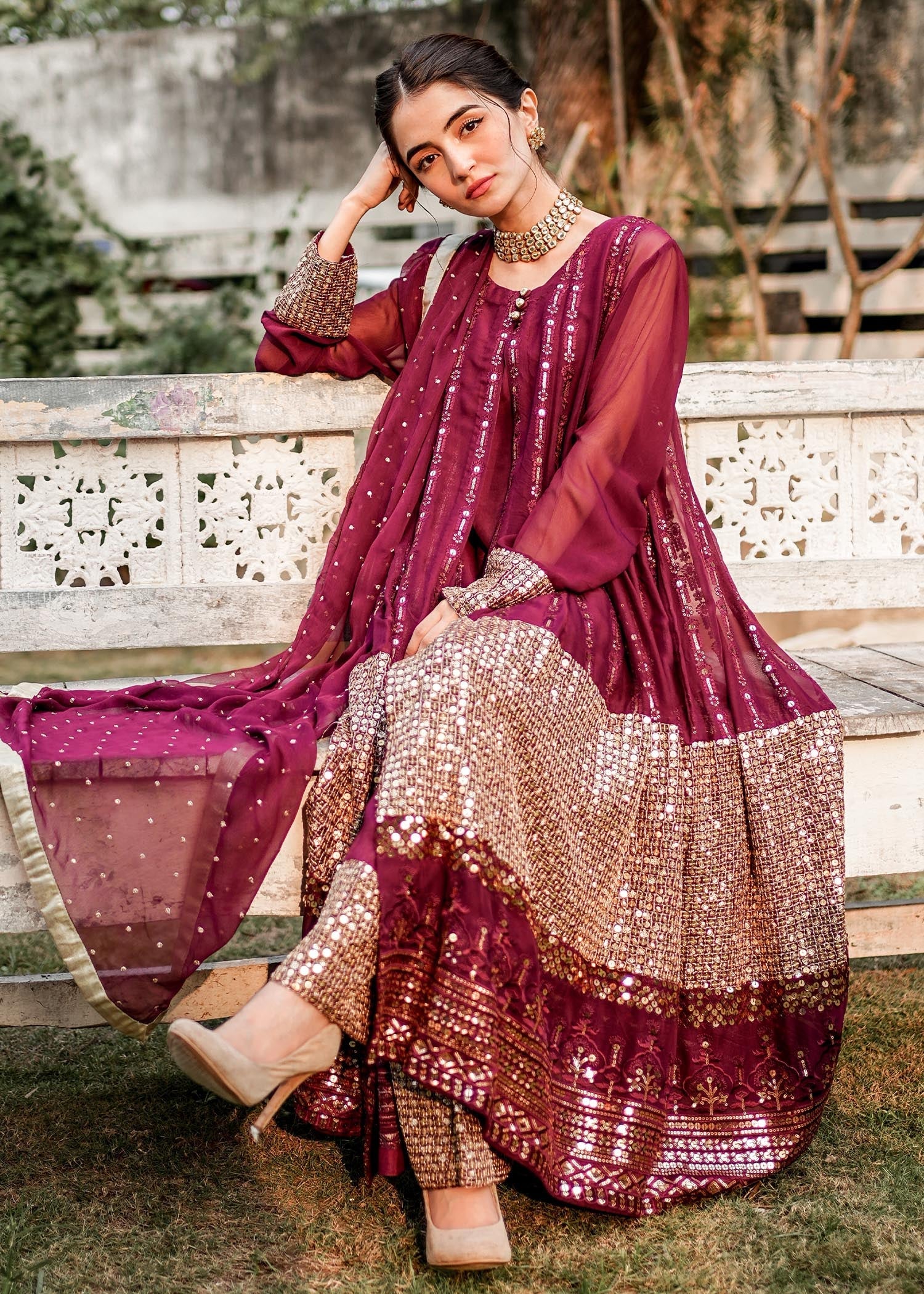 Rang-e-Haya Anchal / Plum Women 4pcs