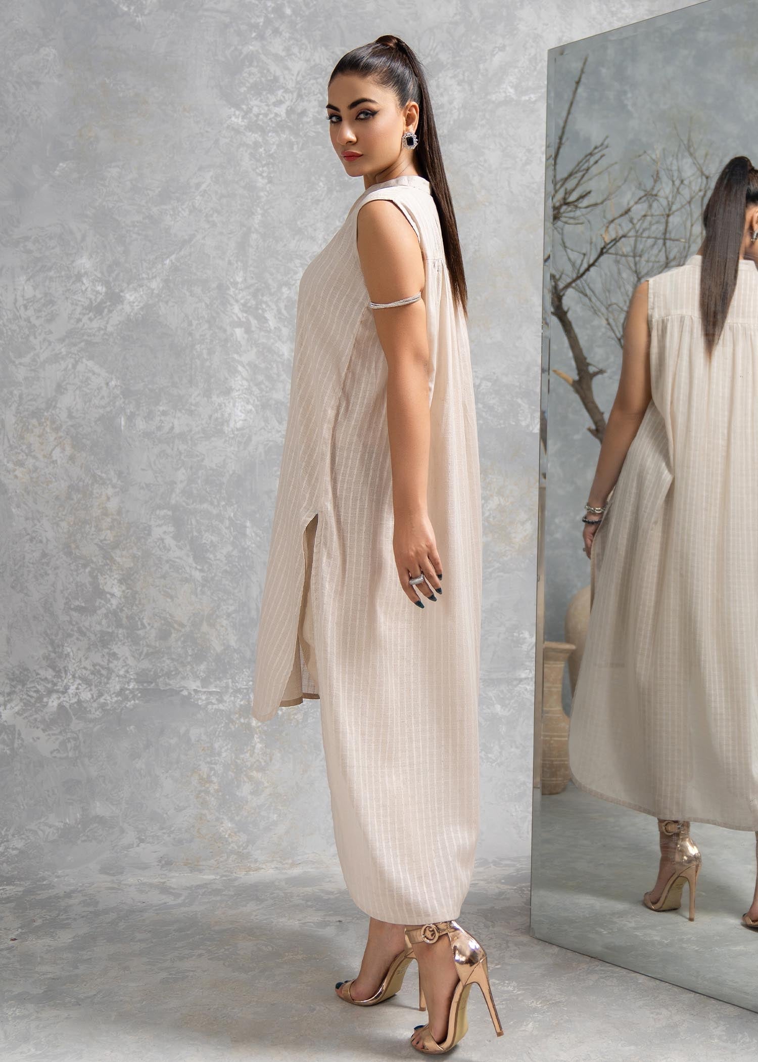 Hemstitch Basic Beige Women 2pcs