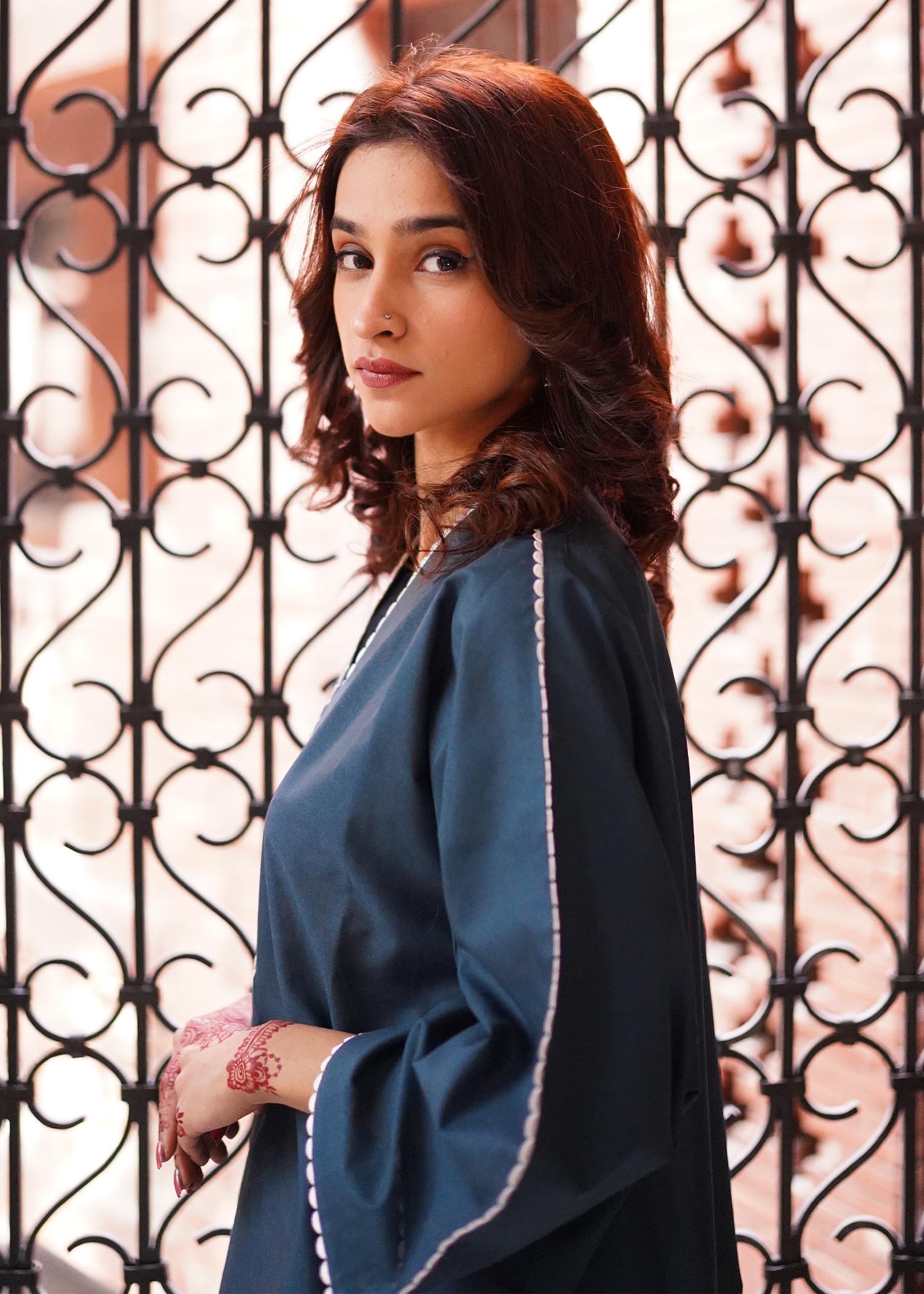 Aghaaz Casual Pret teal blue by basics Women 2pcs