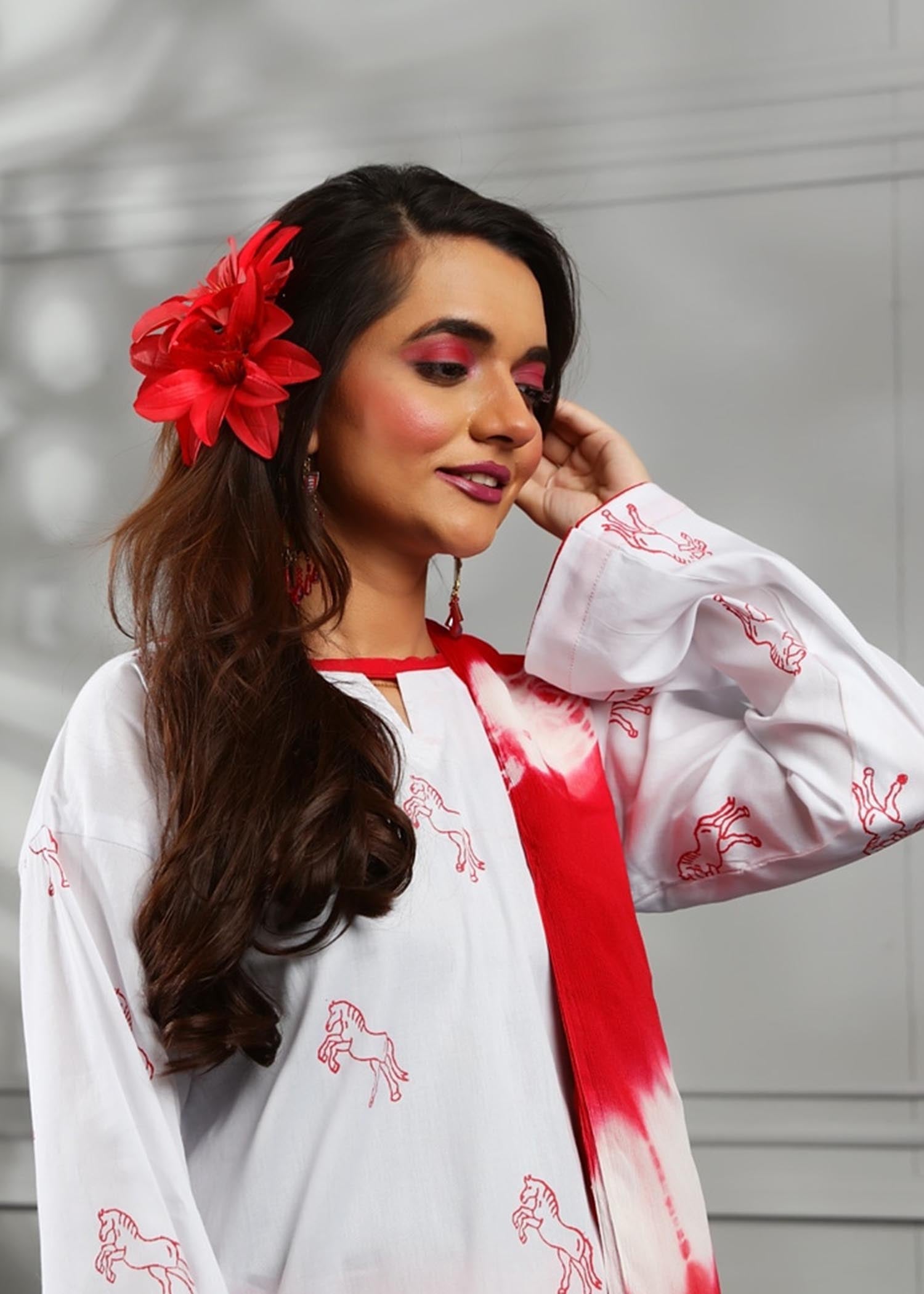 Somi By Salma Saleem Red Mares Women 2pcs
