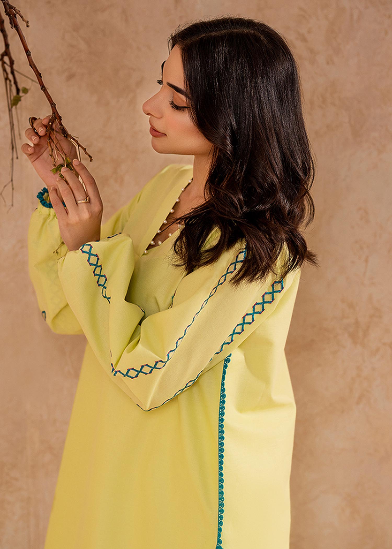 Fozia Khalid Lime Green Tunic Women 1pcs