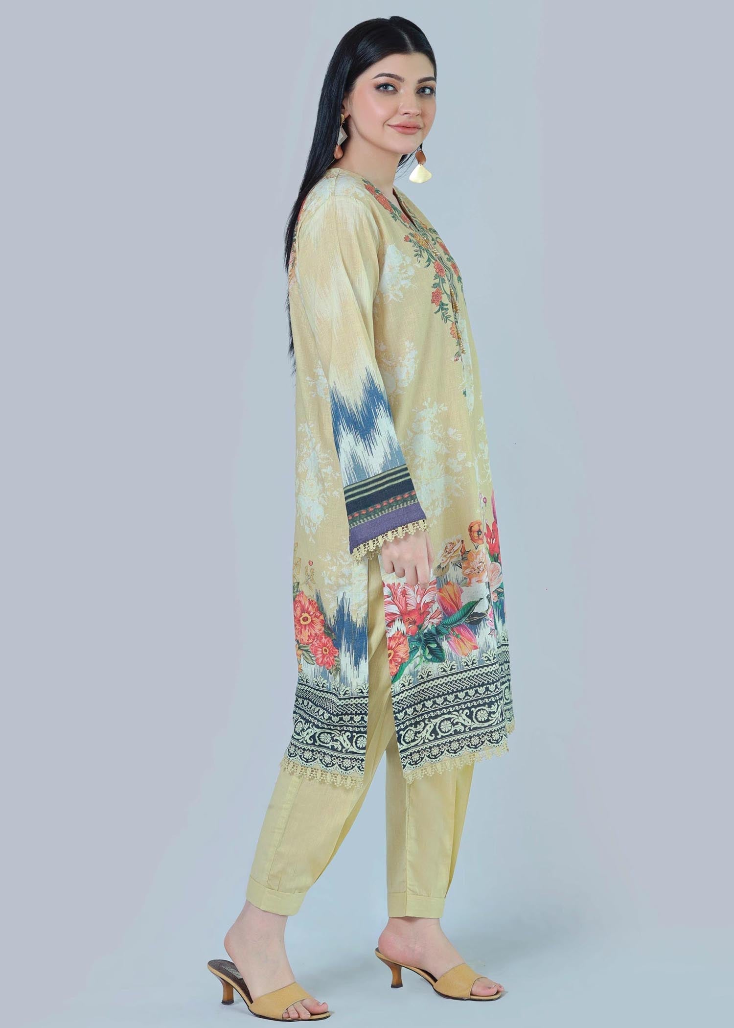 Bareeq Outfits Blaze Lime Stitched Suit Women 3pcs