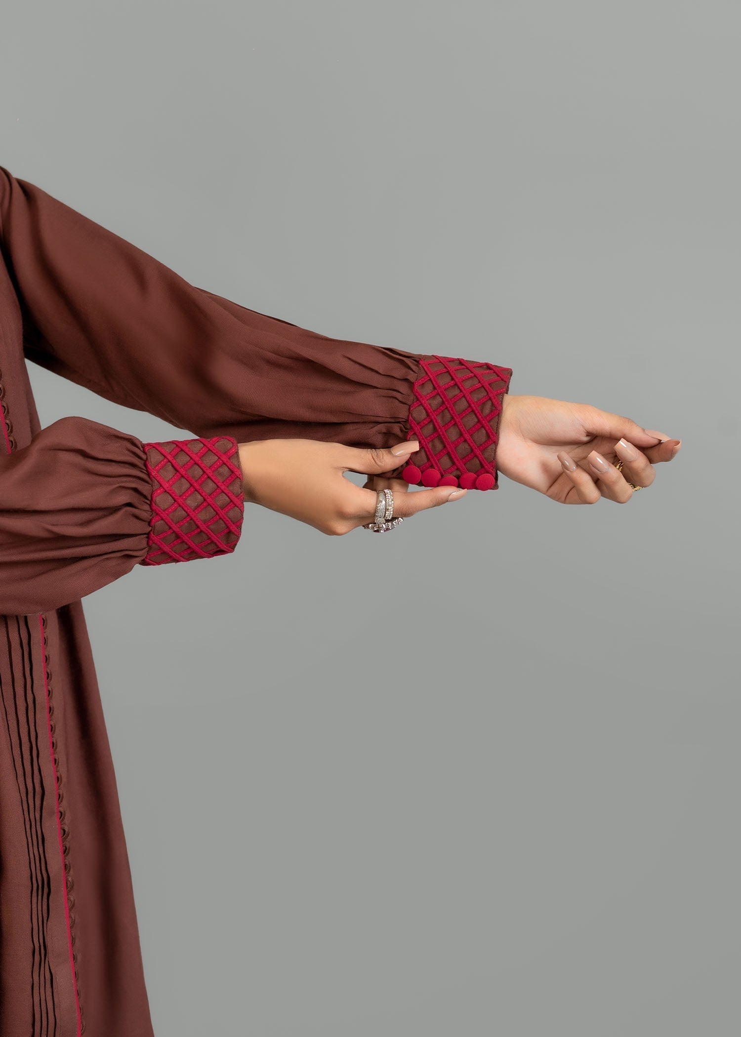 Nuqsh Deep Chocolate With Pleats Women 2pcs