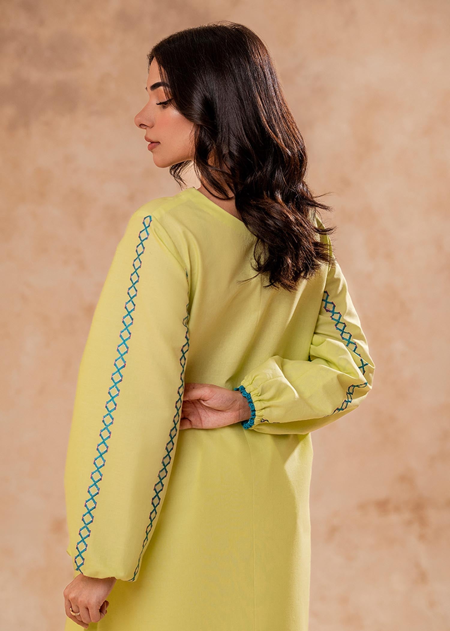 Fozia Khalid Lime Green Tunic Women 1pcs