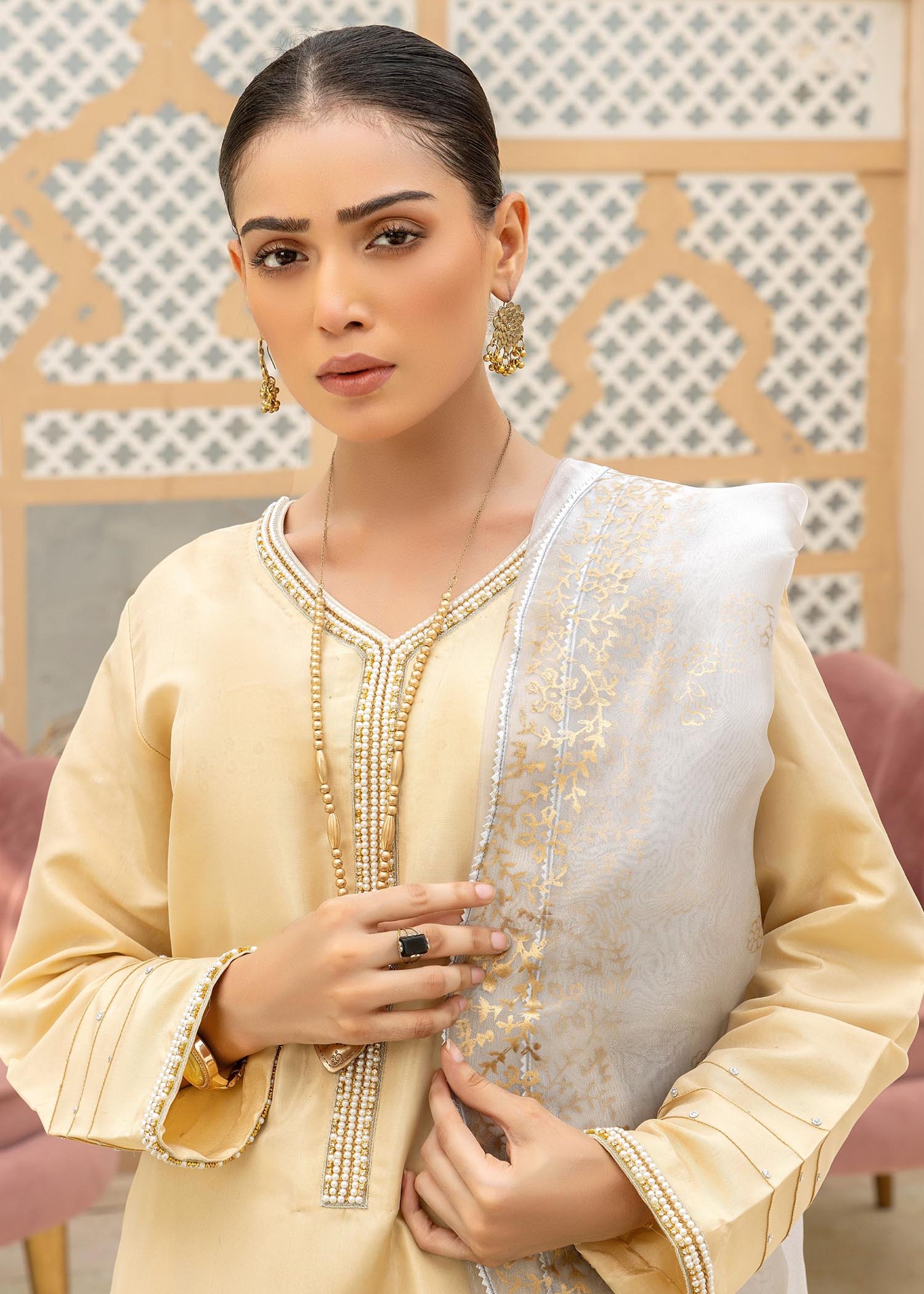 Khola Farhan Design House Skin Royal Kattan Suit Women 3pcs