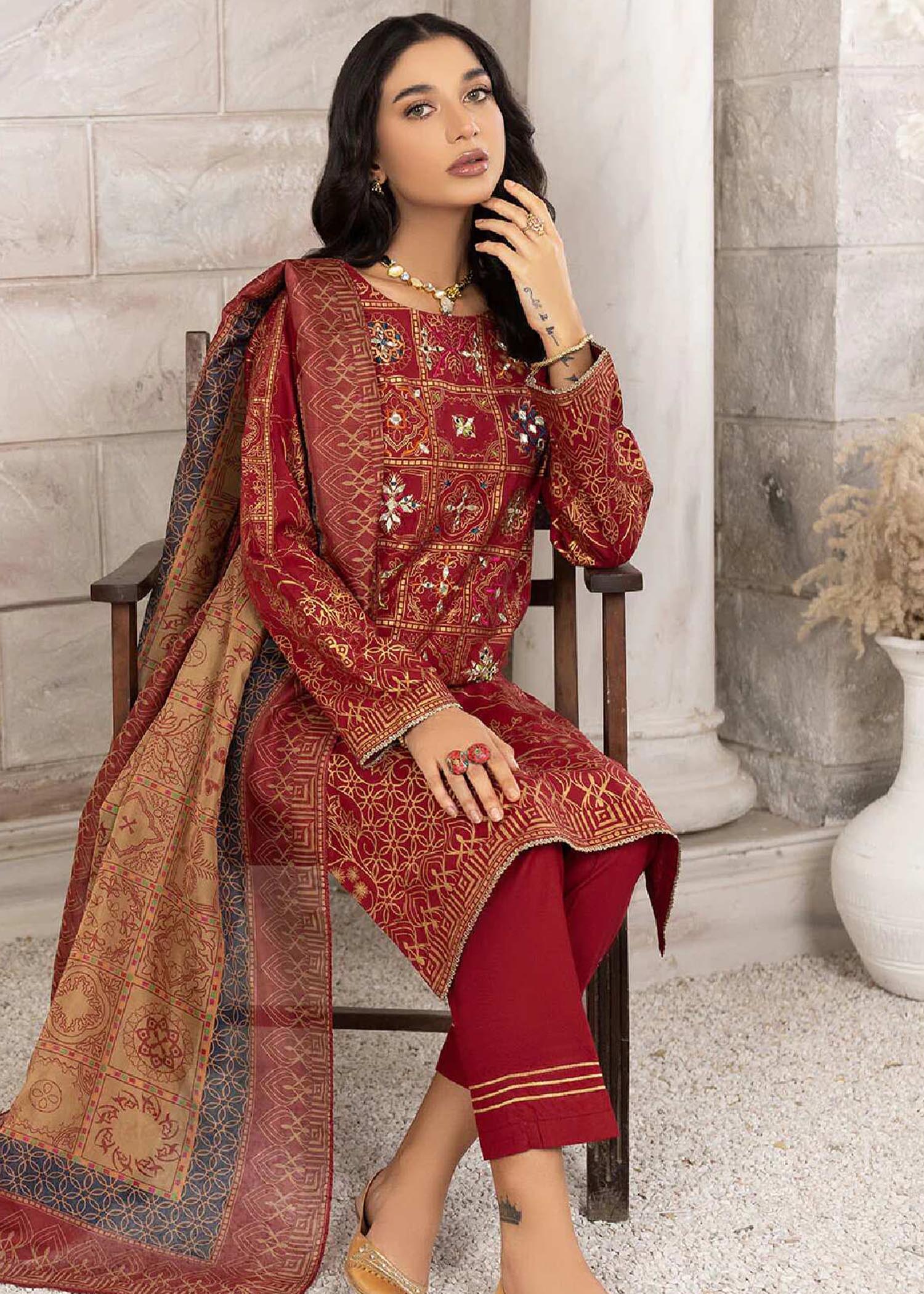 Madame Mirror Embroidered Cotton Lawn Suit 2622 Women 3pcs