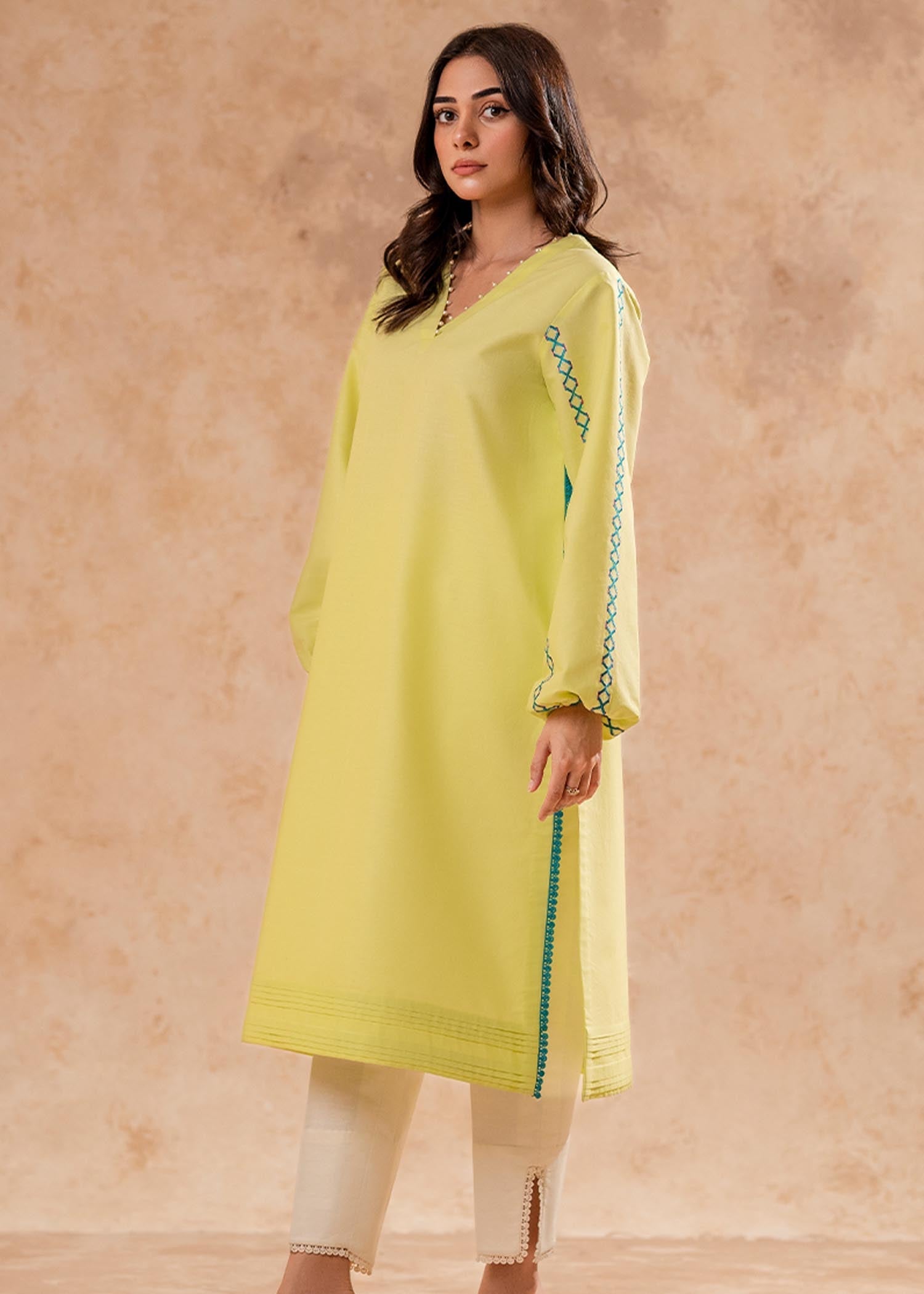 Fozia Khalid Lime Green Tunic Women 1pcs