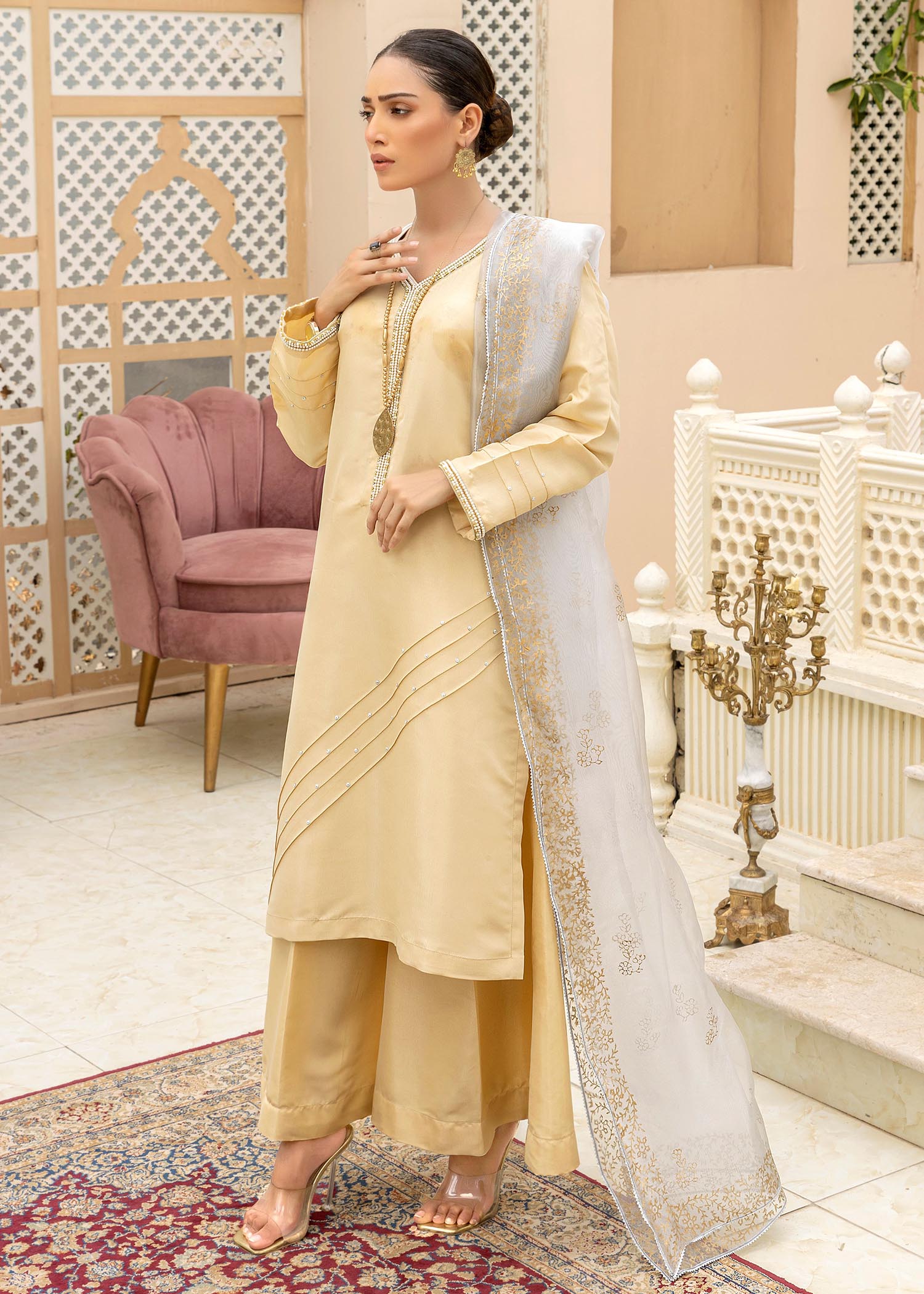 Khola Farhan Design House Skin Royal Kattan Suit Women 3pcs
