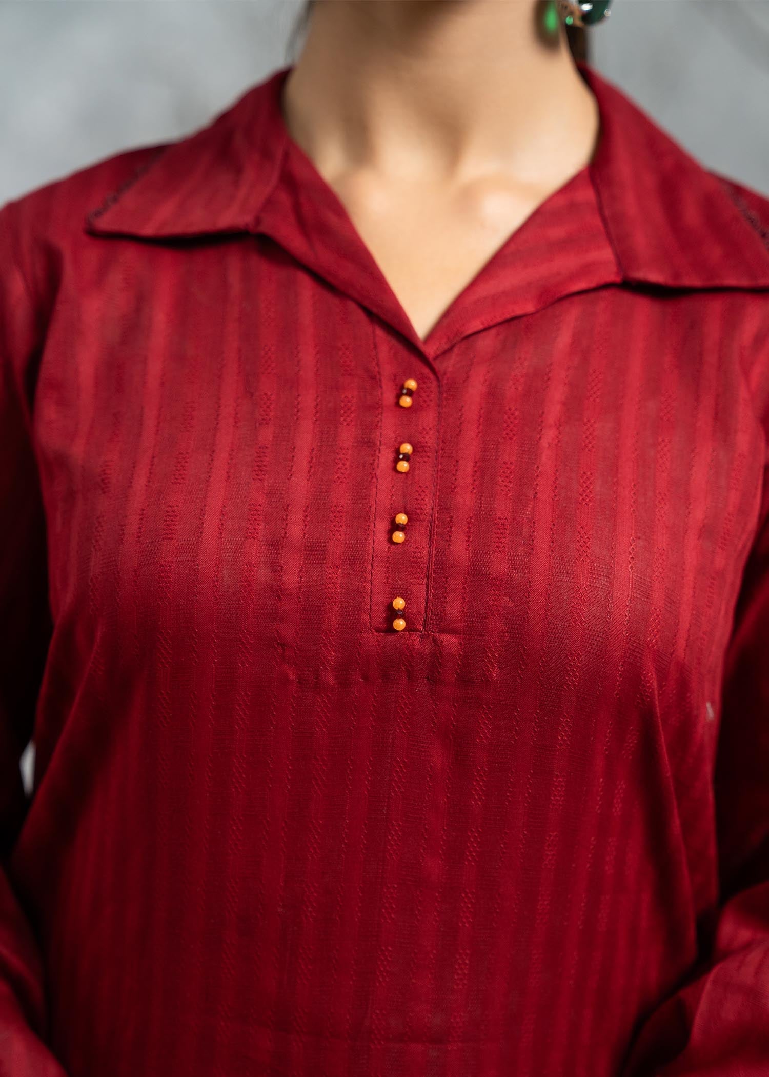 Hemstitch Basic Maroon Women 2pcs