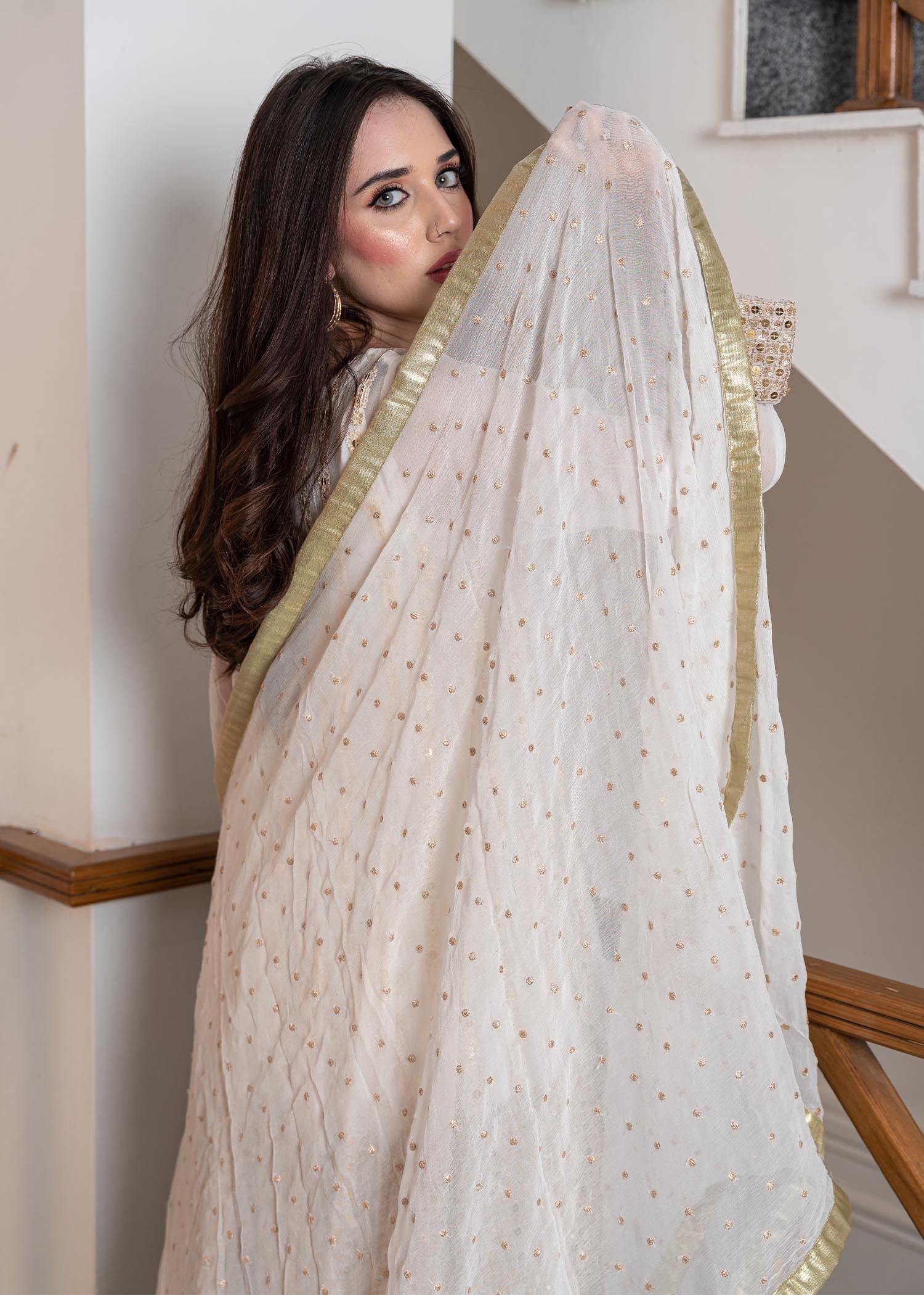 Rang-e-Haya Anchal / White Women 4pcs