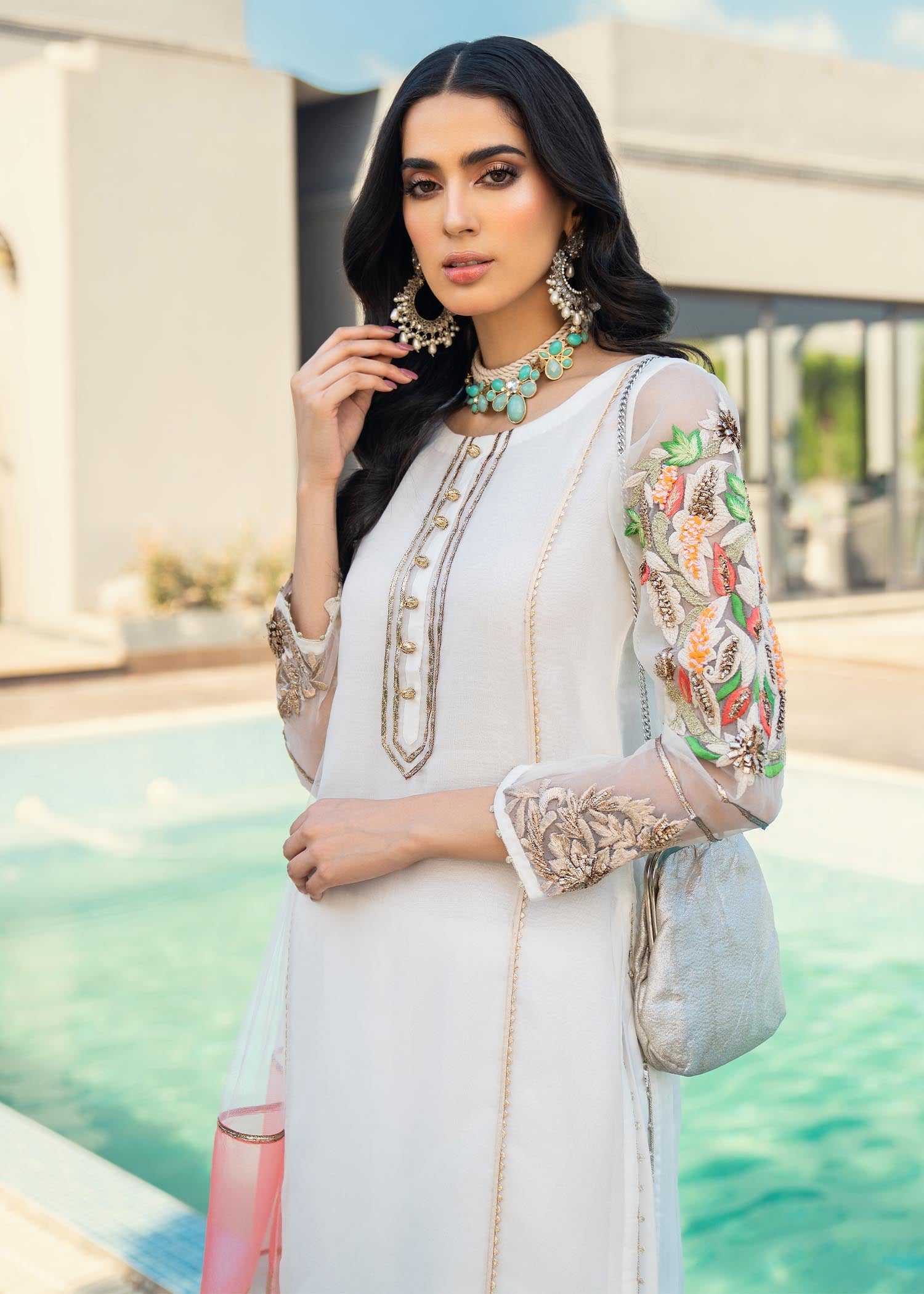 Khuda Baksh Creations M 102 White Women 3pcs