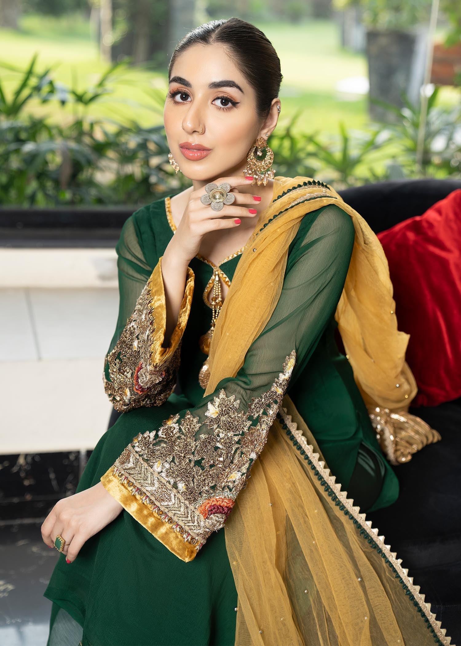 Khuda Baksh Creations Khuda Baksh M 100 Green Women 4pcs