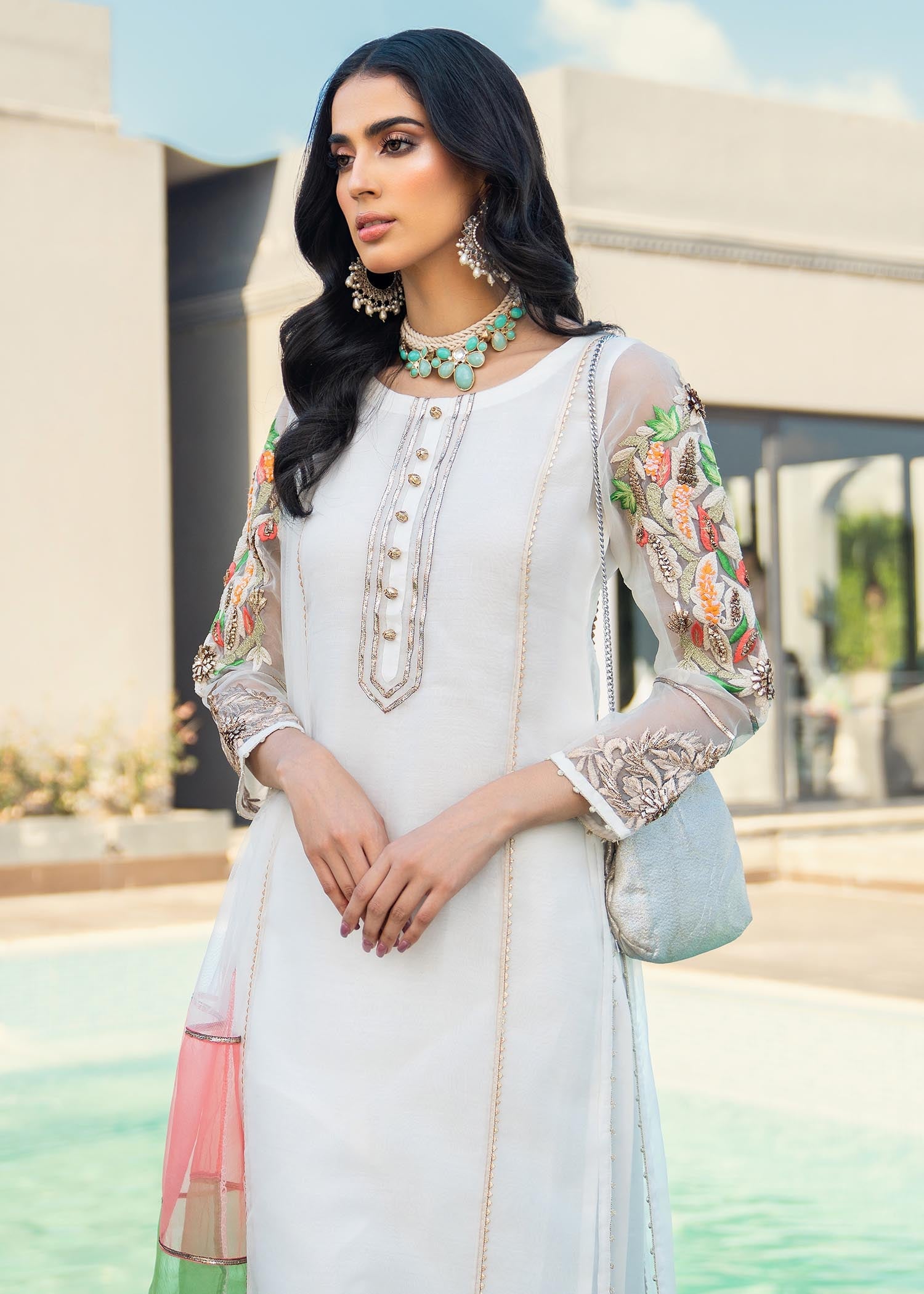 Khuda Baksh Creations M 102 White Women 3pcs