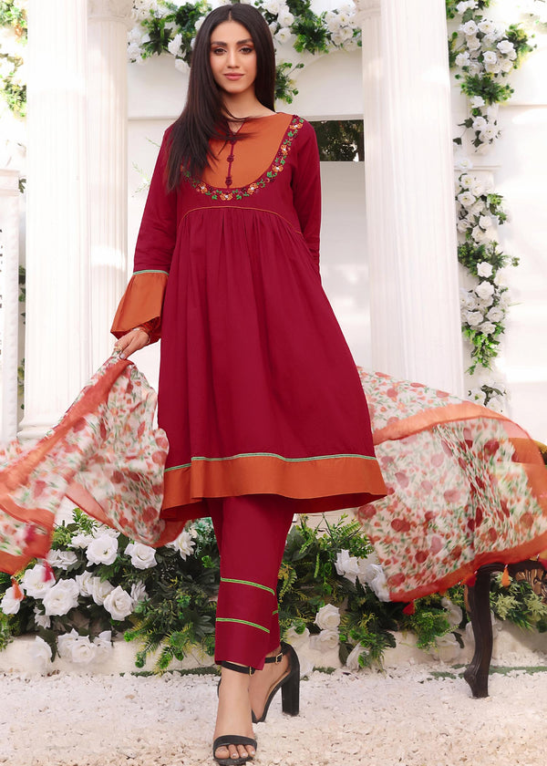 Kumash Textiles Red Stitched Women