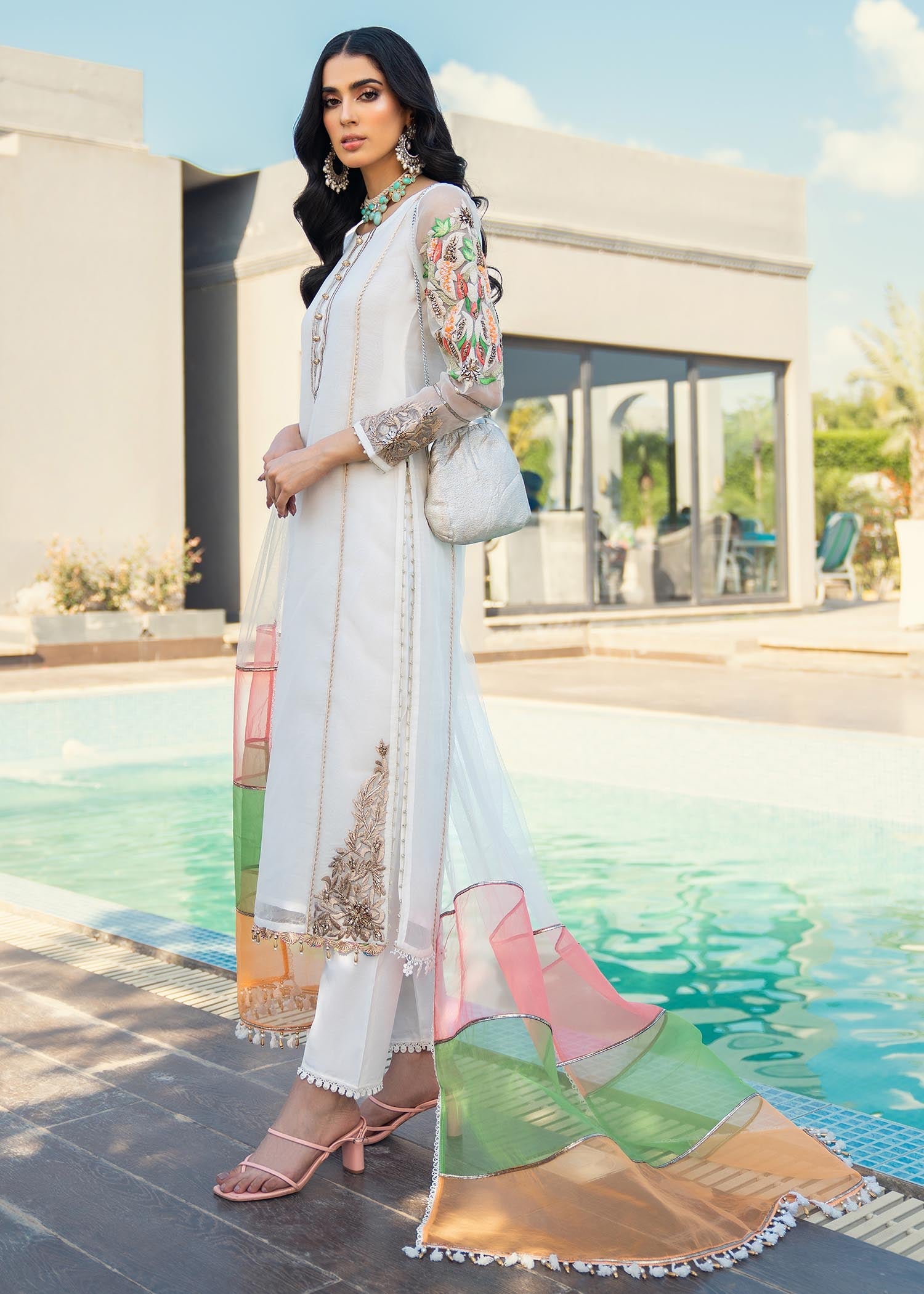 Khuda Baksh Creations M 102 White Women 3pcs