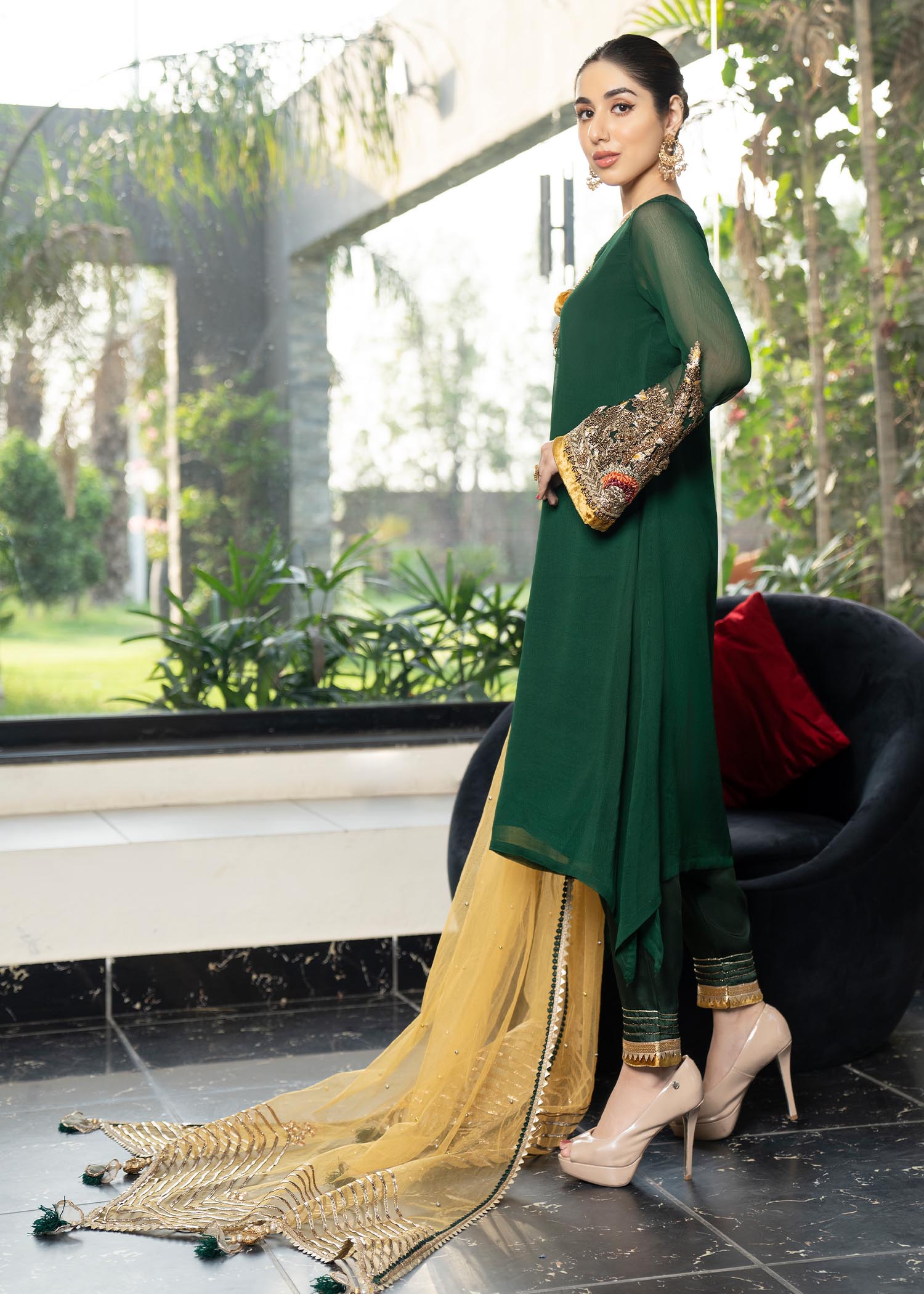 Khuda Baksh Creations Khuda Baksh M 100 Green Women 4pcs