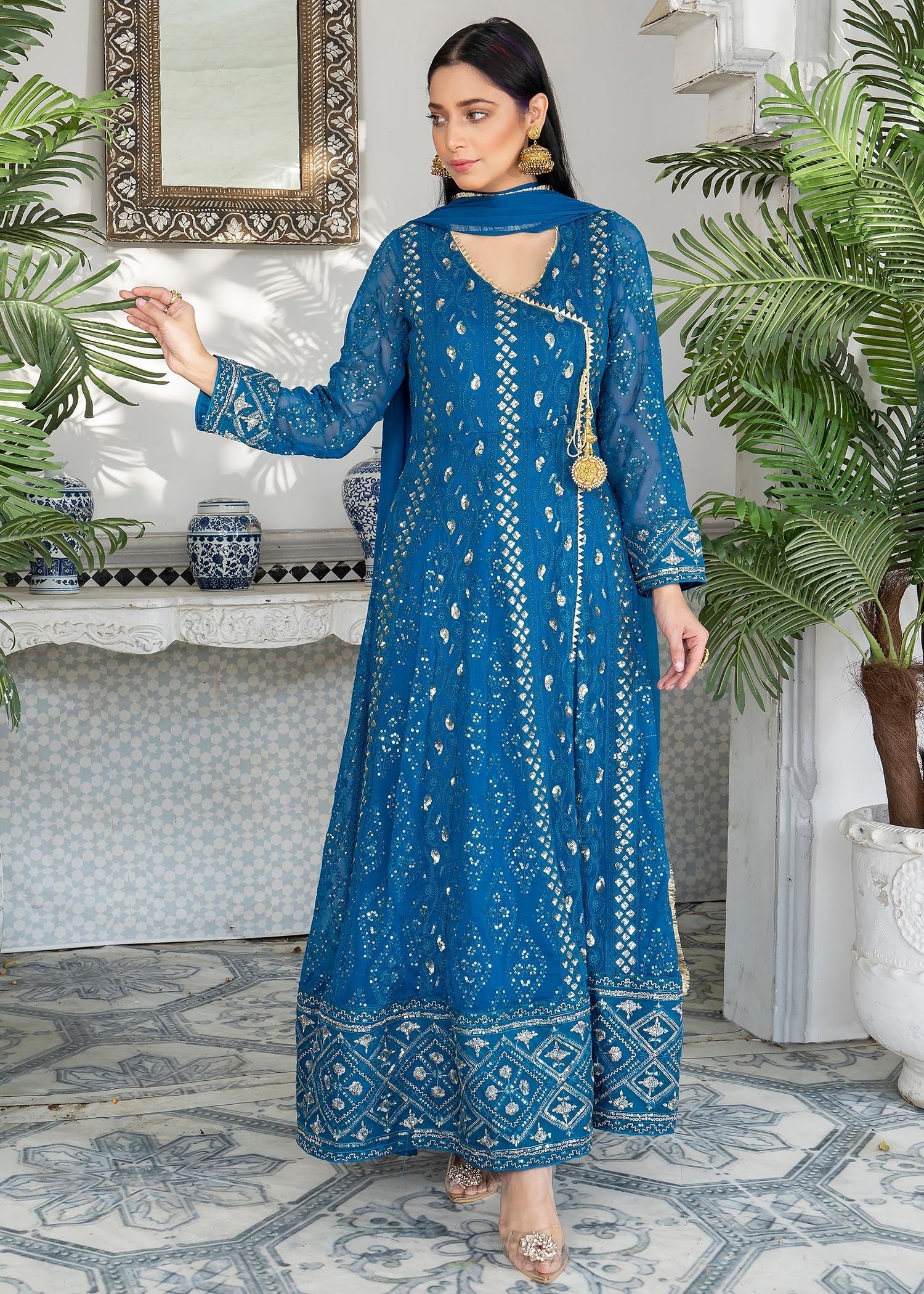 Manahils Angrakha 099 Zinc Blue Women 3pcs