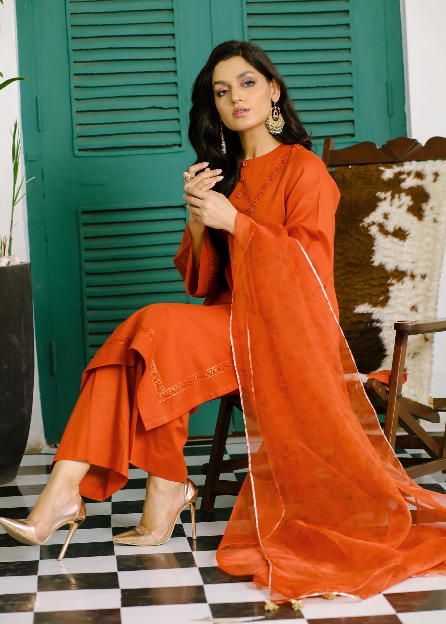 Shades By Abeeha Usman RUST Women 3pcs