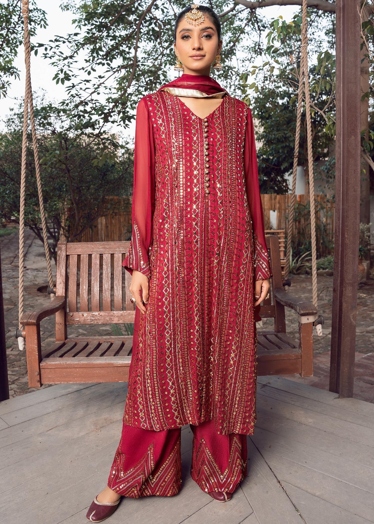 Rang-e-Haya Ufaq Maroon Women 4pcs