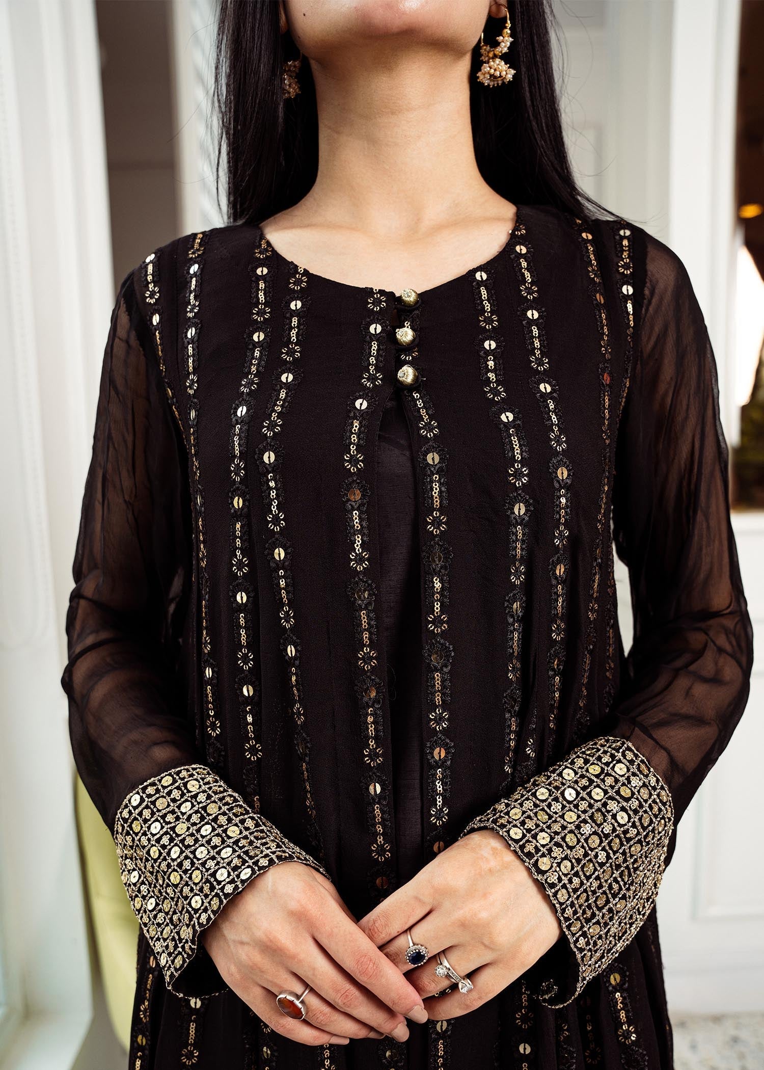Rang-e-Haya Anchal / Black Women 4pcs