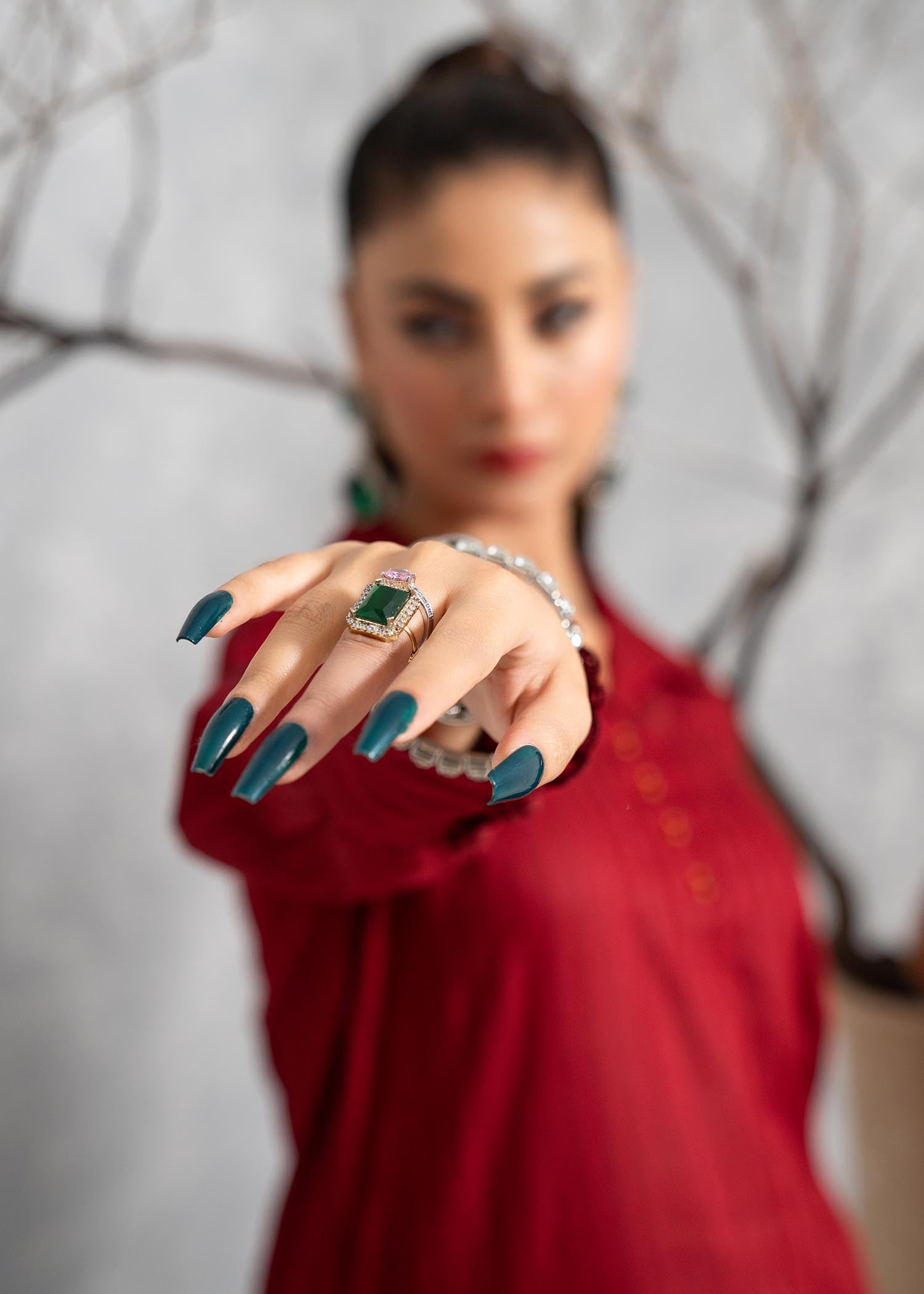 Hemstitch Basic Maroon Women 2pcs