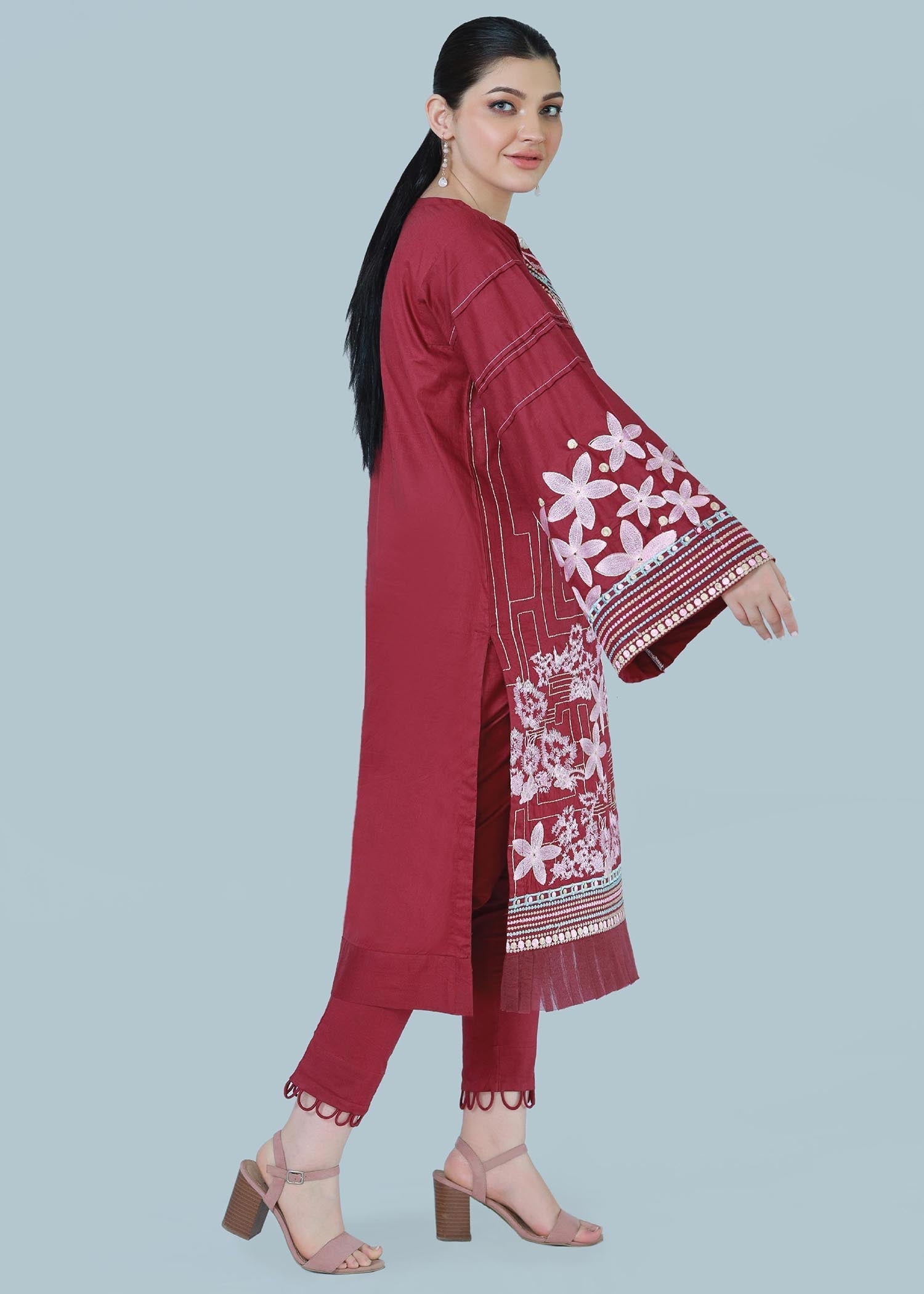 Bareeq Outfits Floral Spruce Embroidered Suit Women 3pcs