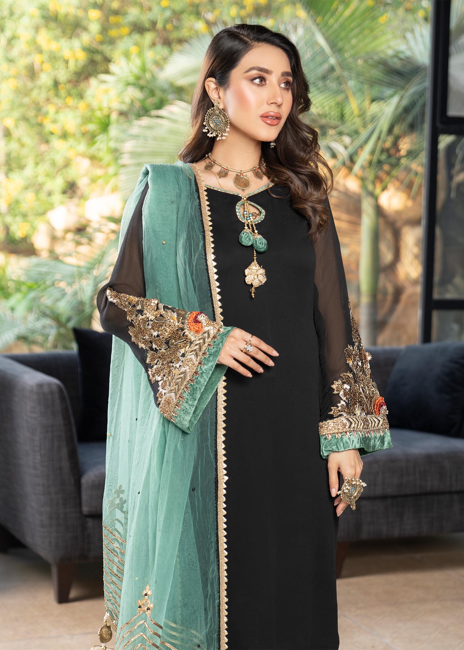 Khuda Baksh Creations Khuda Baksh M 100 Black Women 3pcs