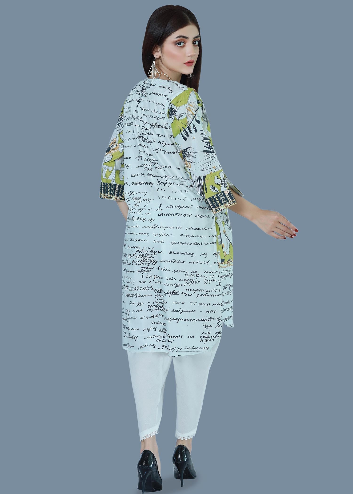 Bareeq Outfits Speckle Lime Printed Lawn Shirt Women 1pcs