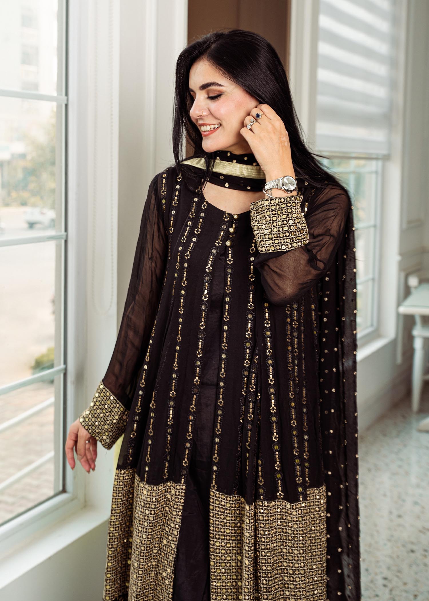 Rang-e-Haya Anchal / Black Women 4pcs