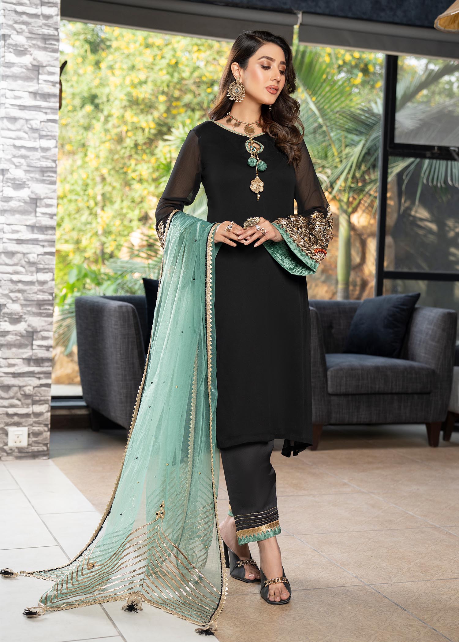 Khuda Baksh Creations Khuda Baksh M 100 Black Women 3pcs