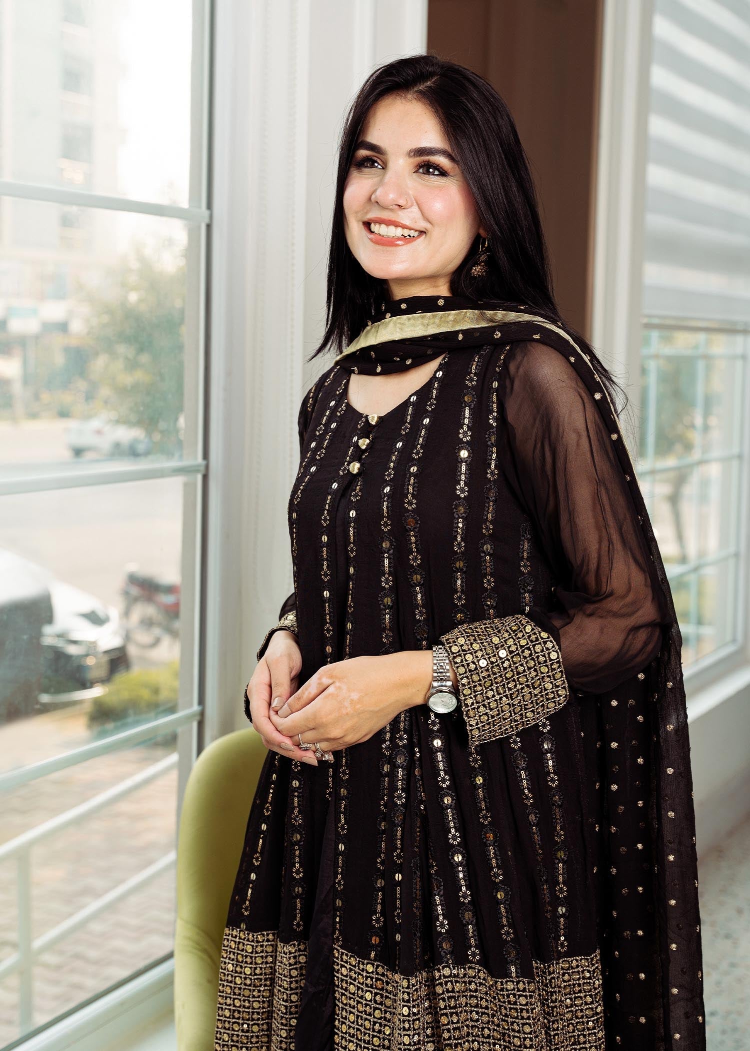 Rang-e-Haya Anchal / Black Women 4pcs