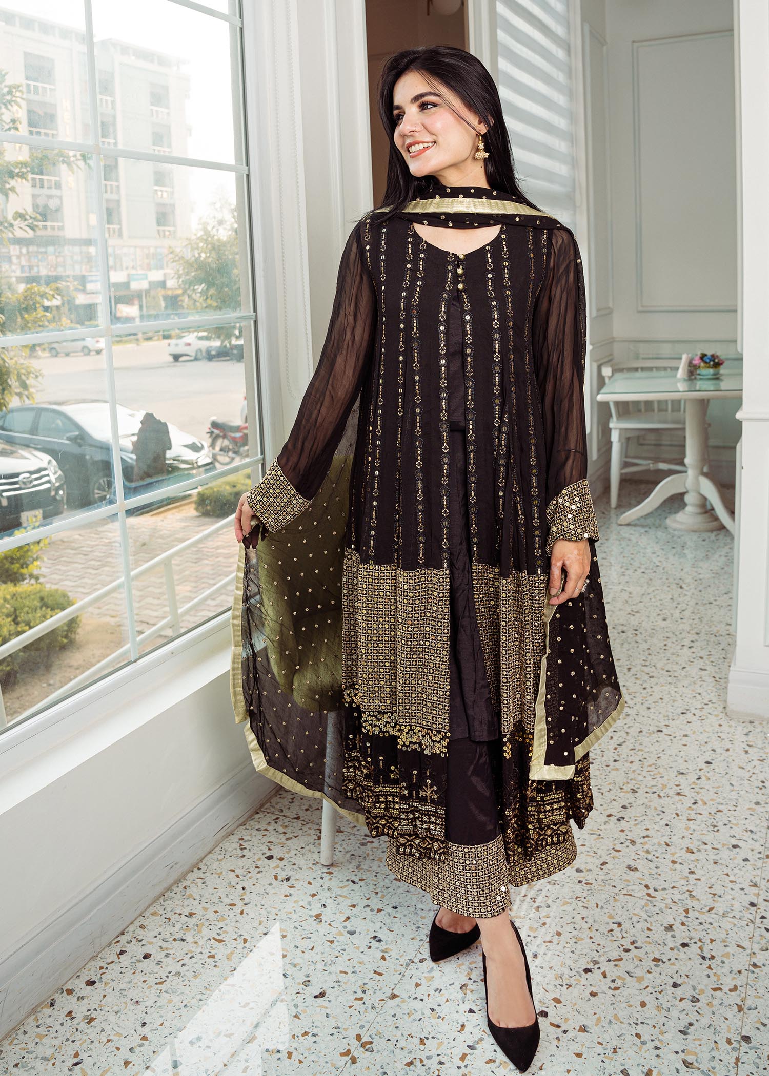 Rang-e-Haya Anchal / Black Women 4pcs