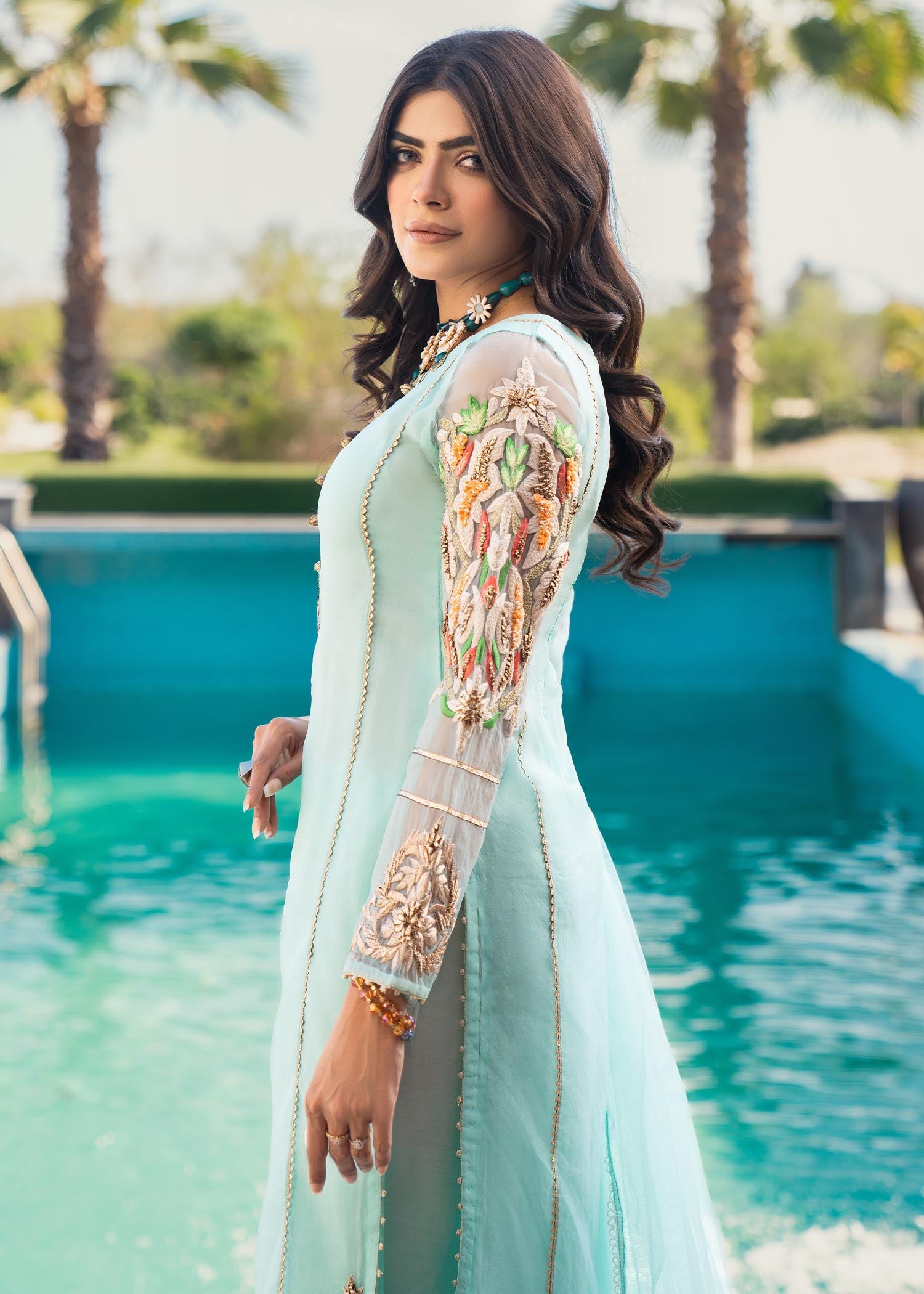 Khuda Baksh Creations M 102 Cyan Women 3pcs