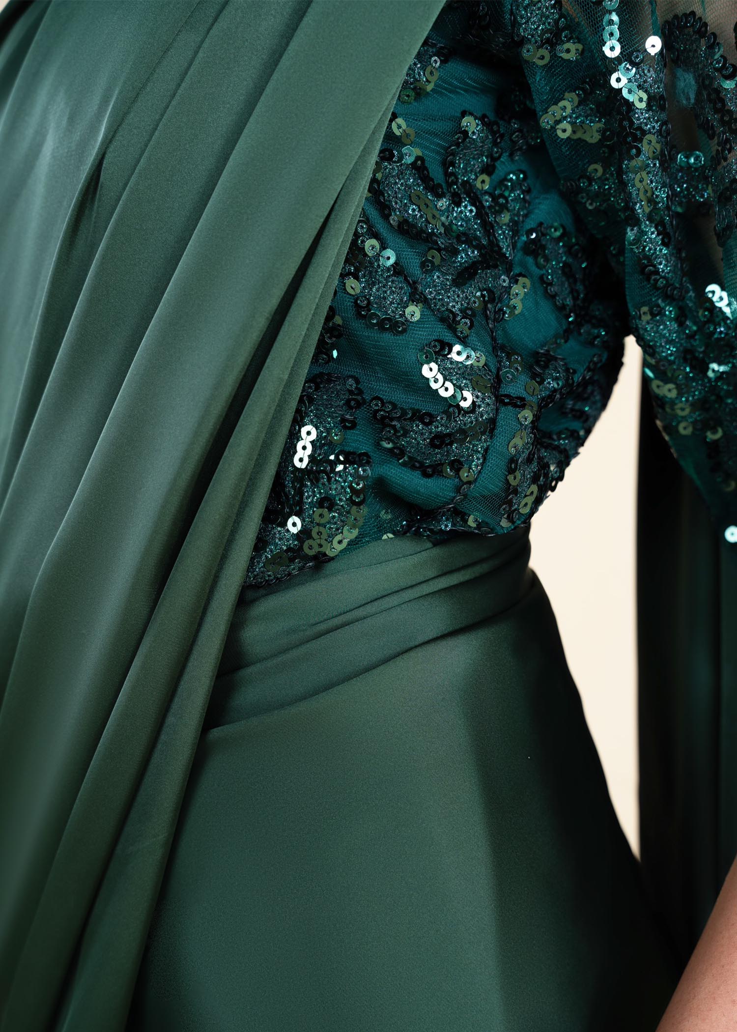 Mishkaat Clothing Serenity Green Saree Women