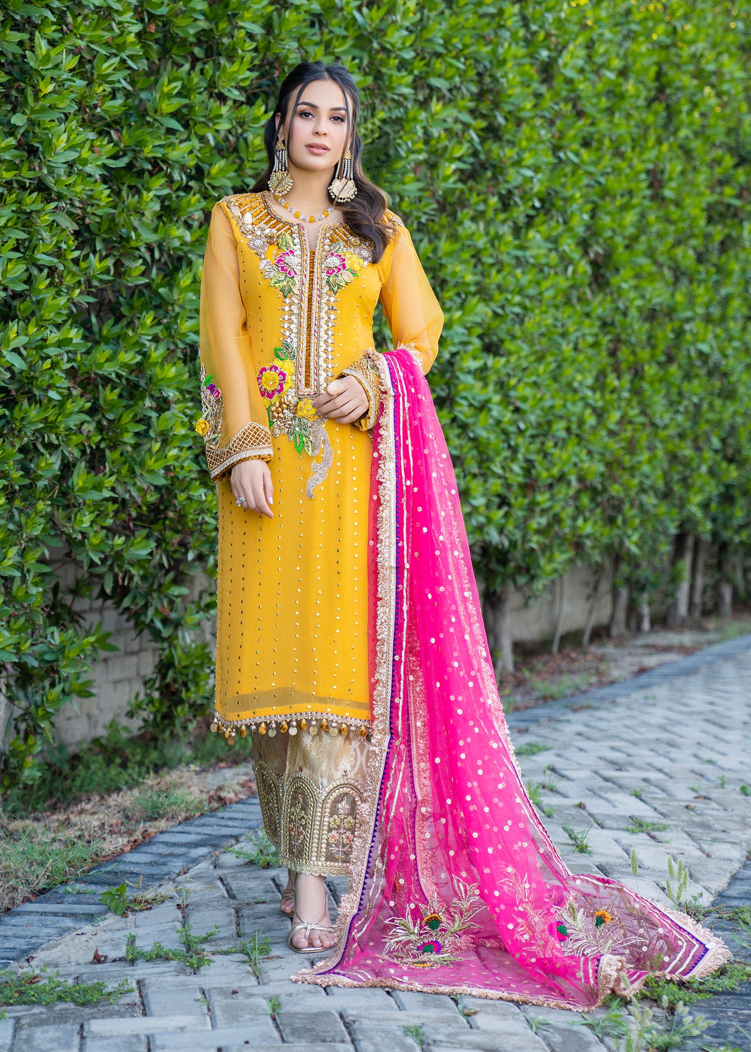 Khuda Baksh Creations Z 279 Mustard Women 4pcs
