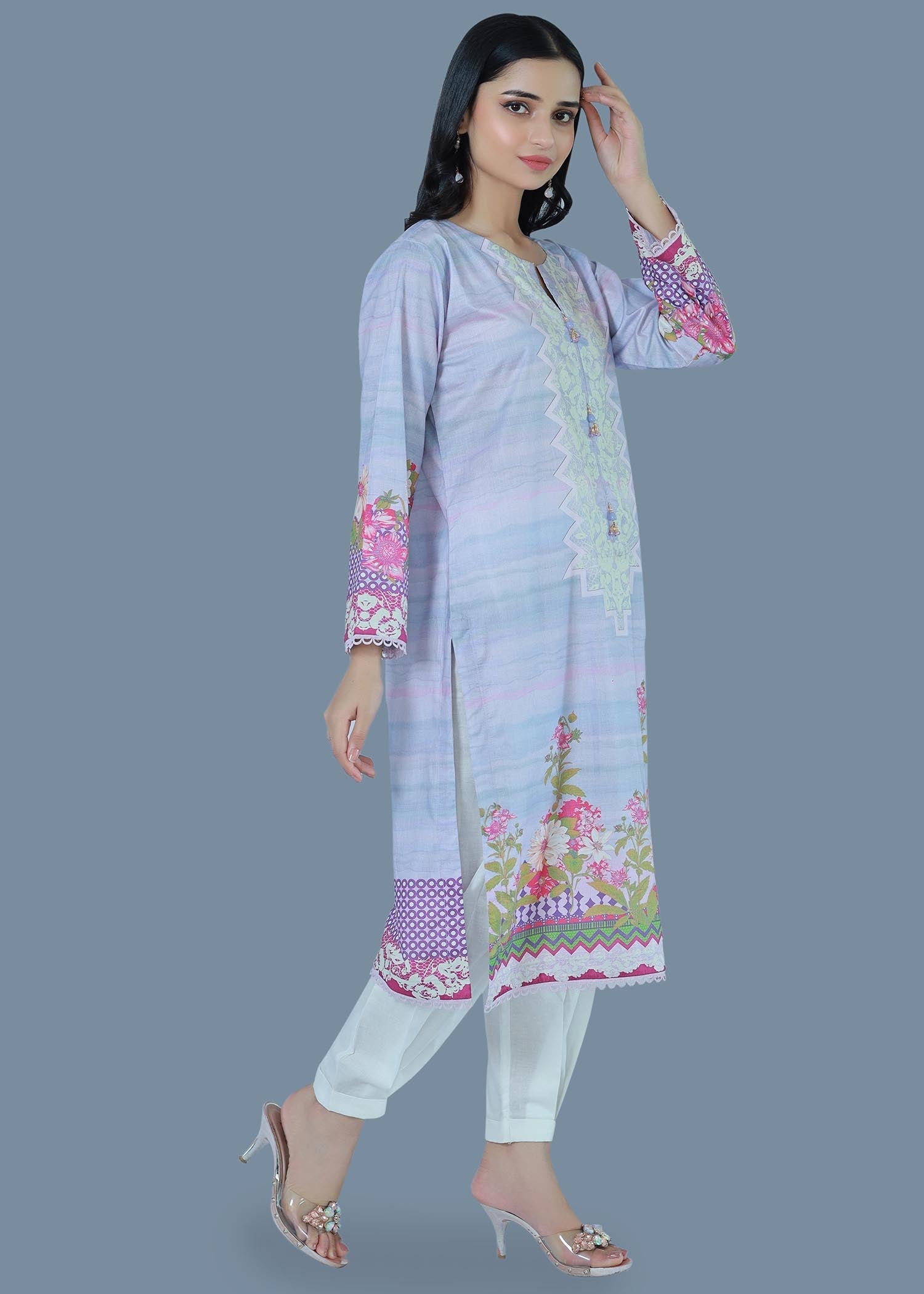 Bareeq Outfits Pastel Maze Printed Lawn Shirt Women 1pcs