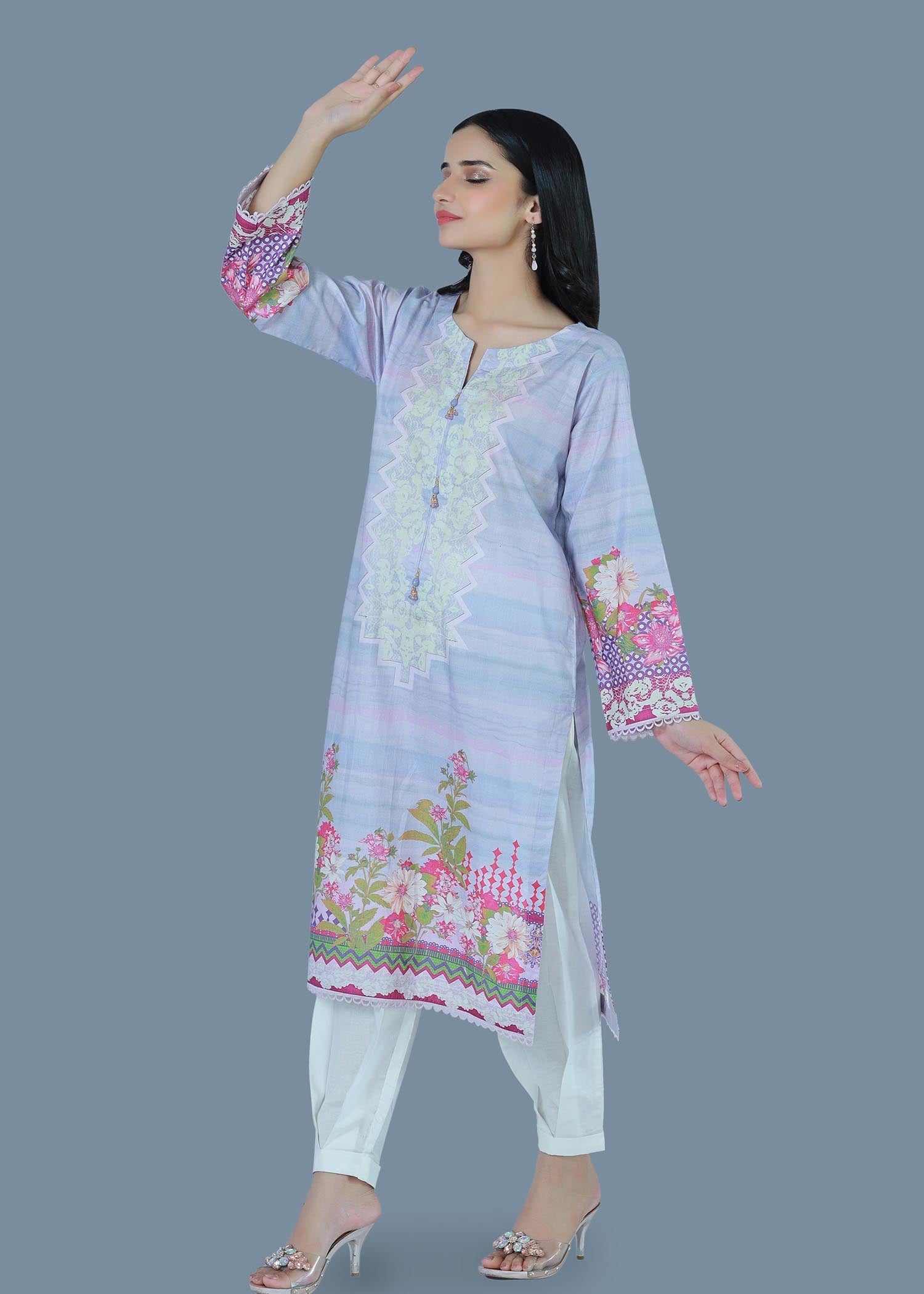 Bareeq Outfits Pastel Maze Printed Lawn Shirt Women 1pcs