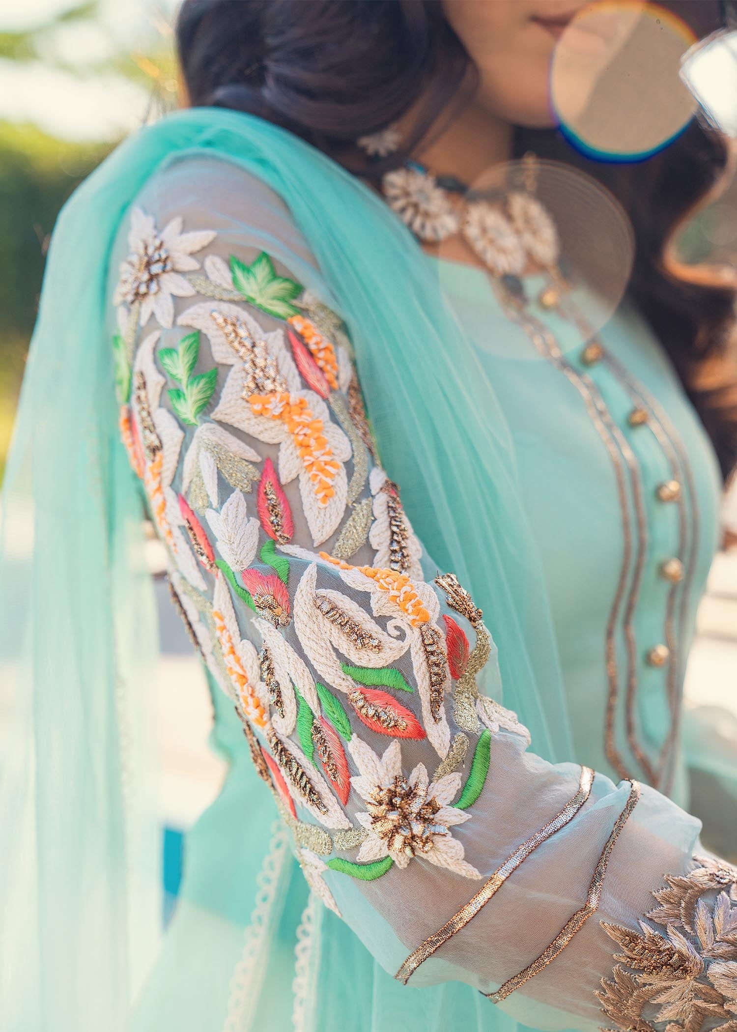 Khuda Baksh Creations M 102 Cyan Women 3pcs