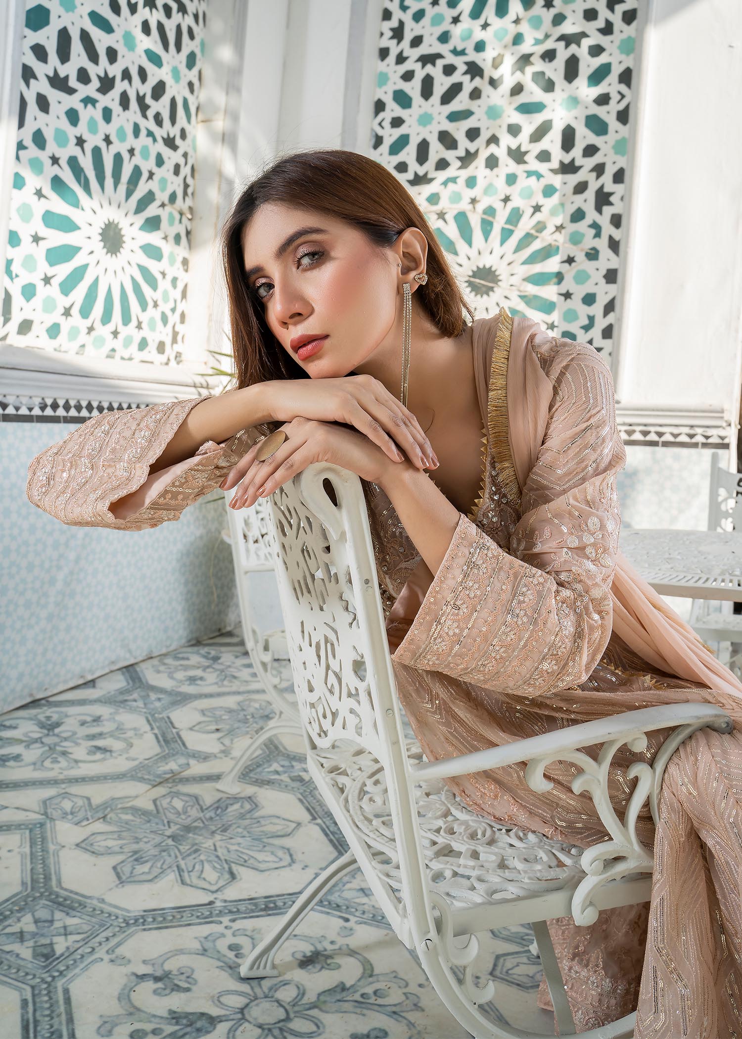 Manahils Angrakha 105 Peach Women 3pcs