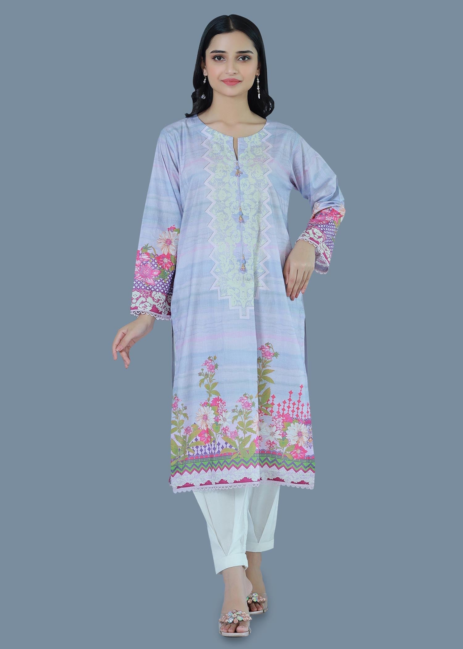 Bareeq Outfits Pastel Maze Printed Lawn Shirt Women 1pcs