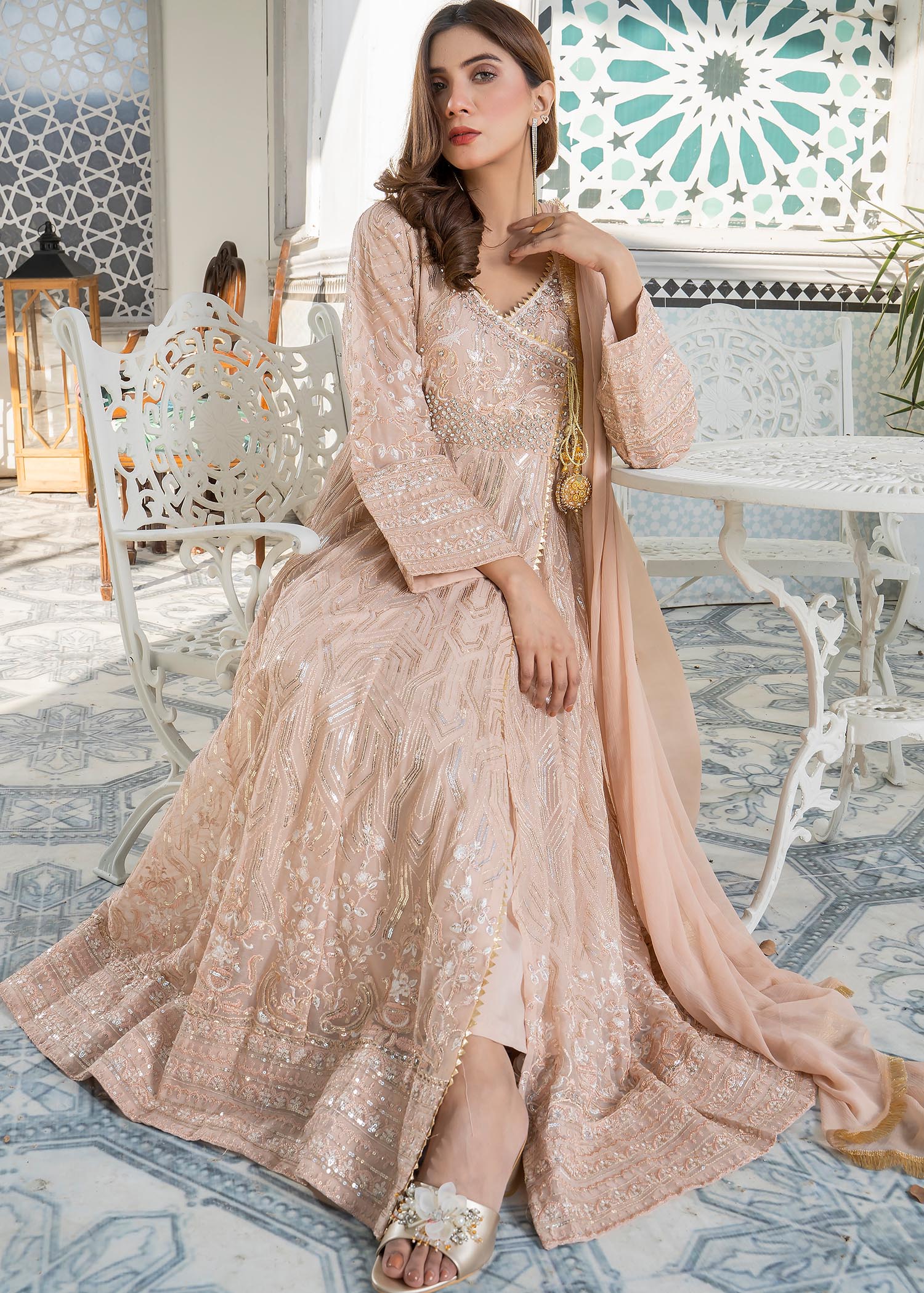 Manahils Angrakha 105 Peach Women 3pcs