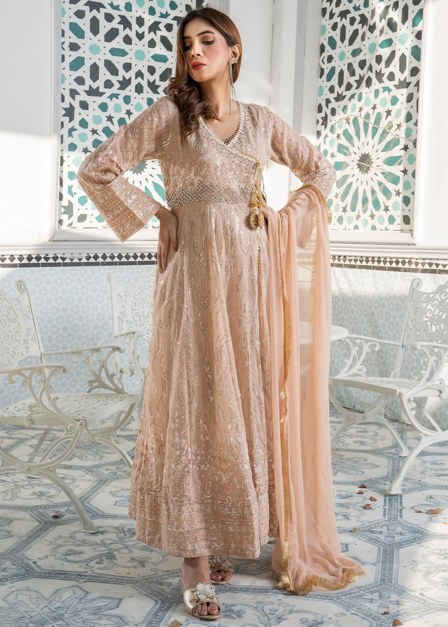 Manahils Angrakha 105 Peach Women 3pcs