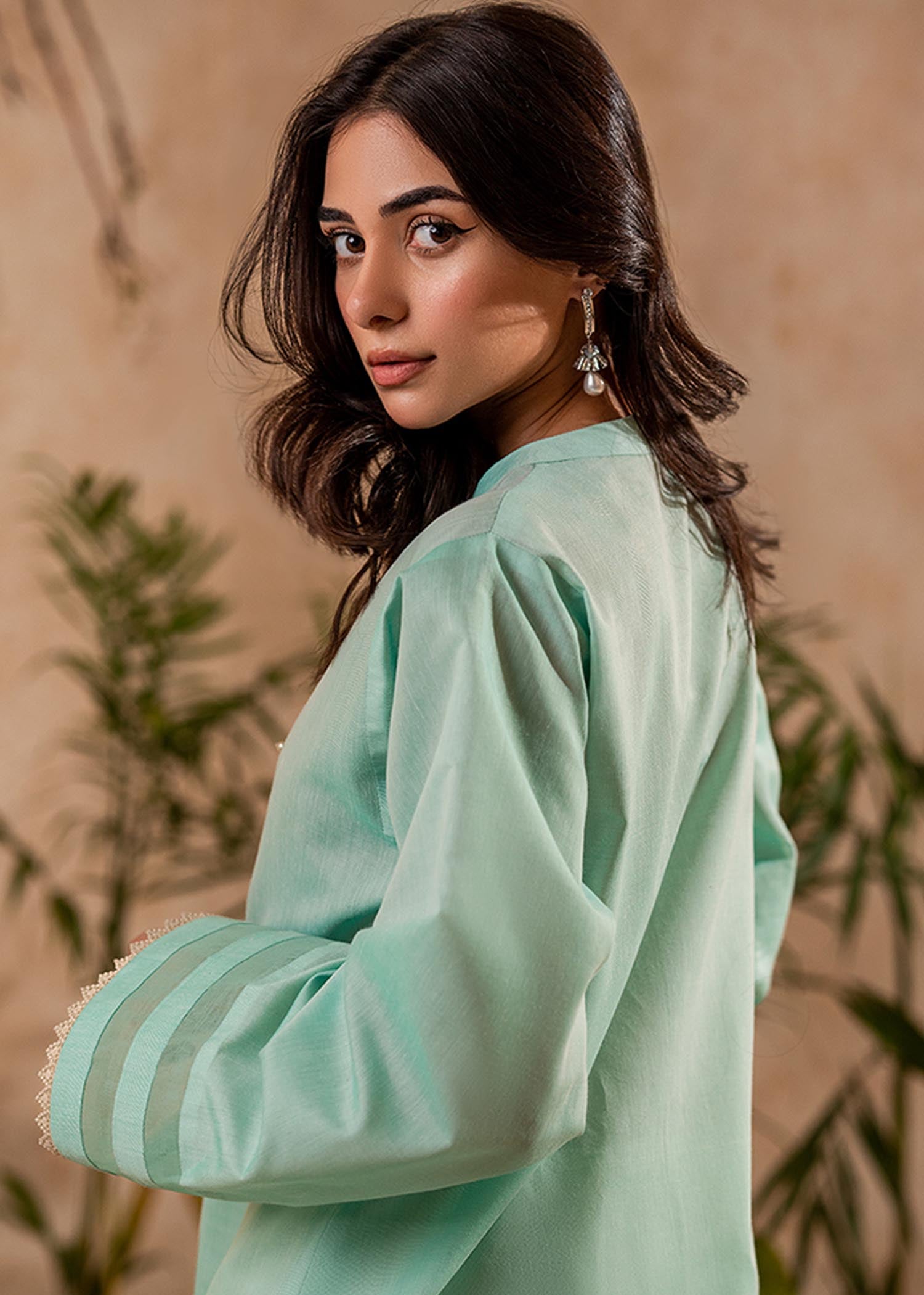 Fozia Khalid Aqua Mint Tunic Women 1pcs