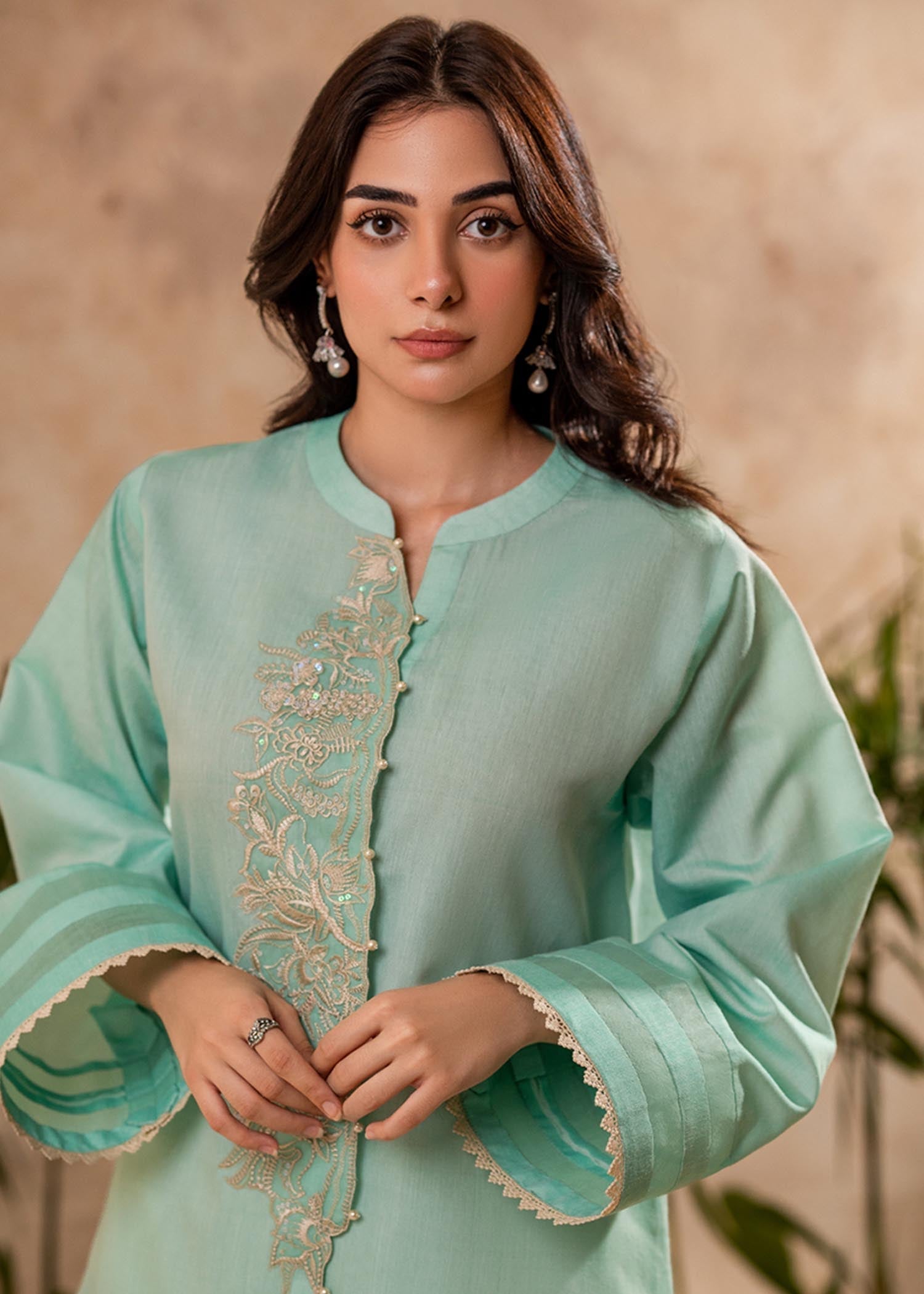 Fozia Khalid Aqua Mint Tunic Women 1pcs